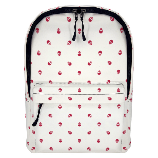 Backpack in White with Viva Magenta Skull Pattern