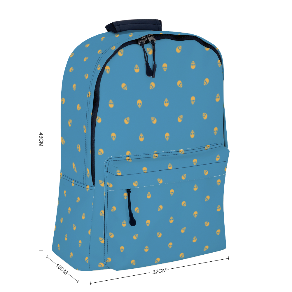 Backpack in Tranquil Blue with Honeycomb Skull Pattern