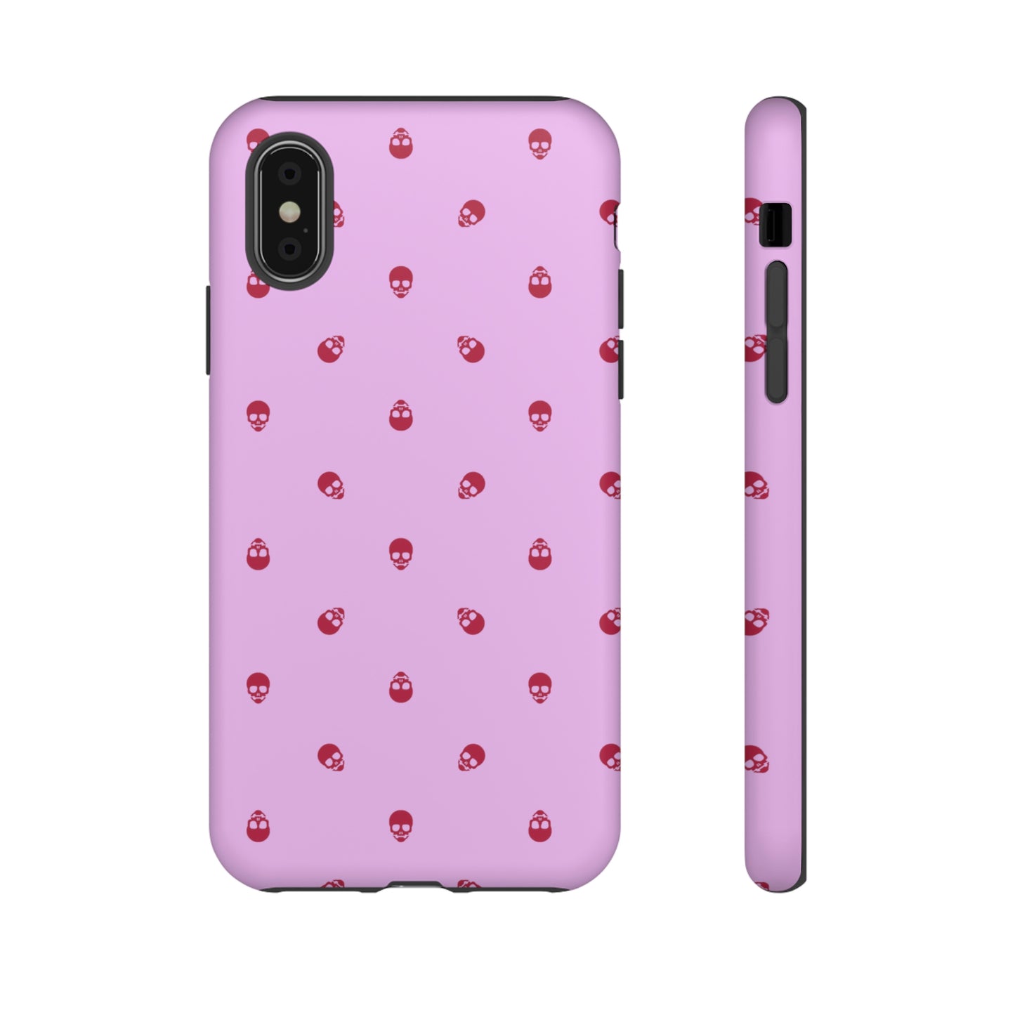 Tough Cases for Iphone, Samsung, Pixel - Viva Magenta Skulls Pattern on Fondant Pink