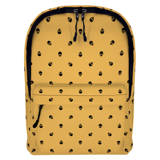 Backpack in Honeycomb with Black Skull Pattern