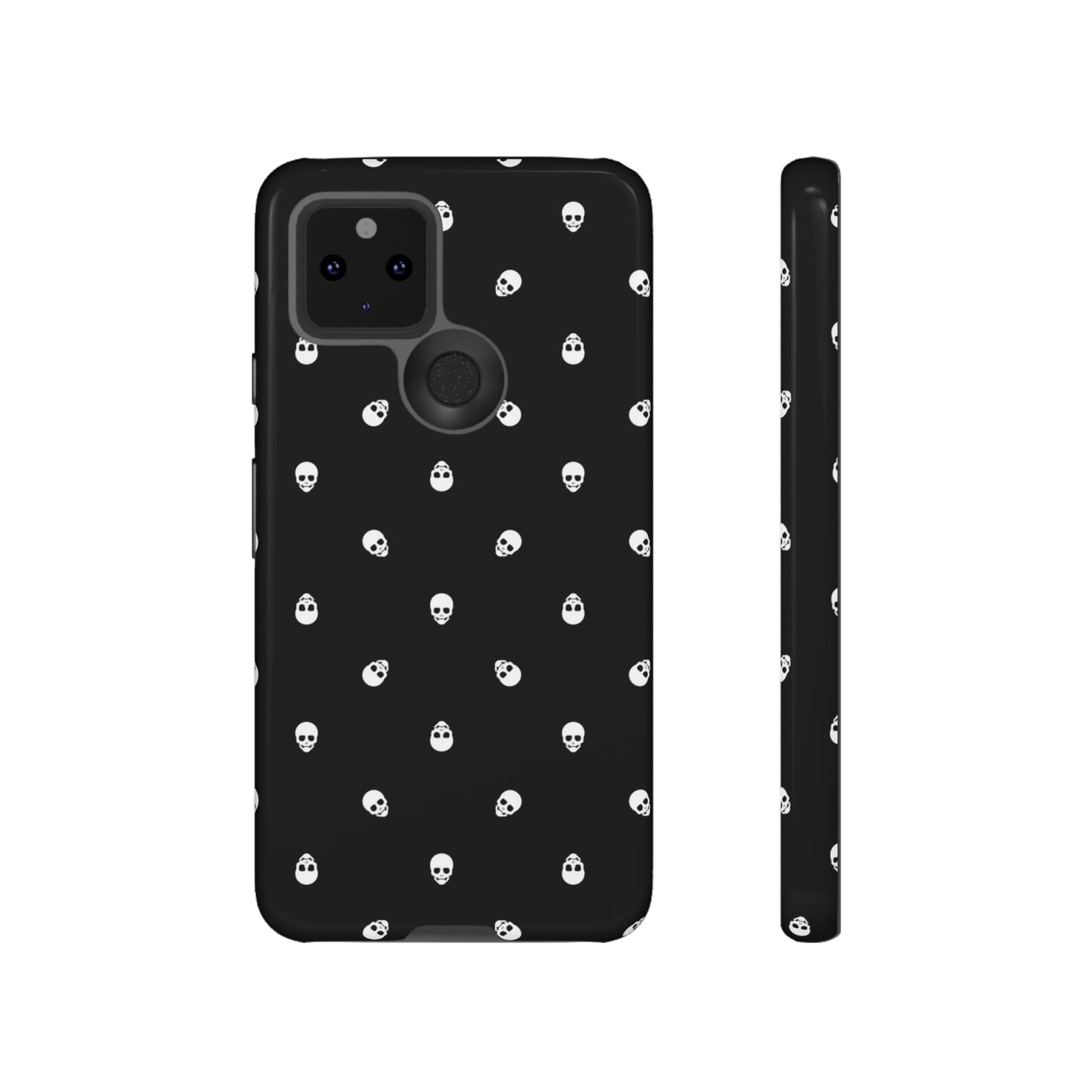 Tough Cases for Iphone, Samsung, Pixel - White Skulls on Black