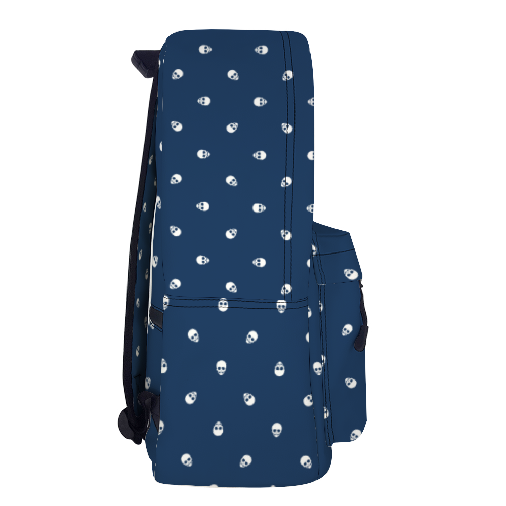 Backpack in Lazuli Blue with White Skull Pattern