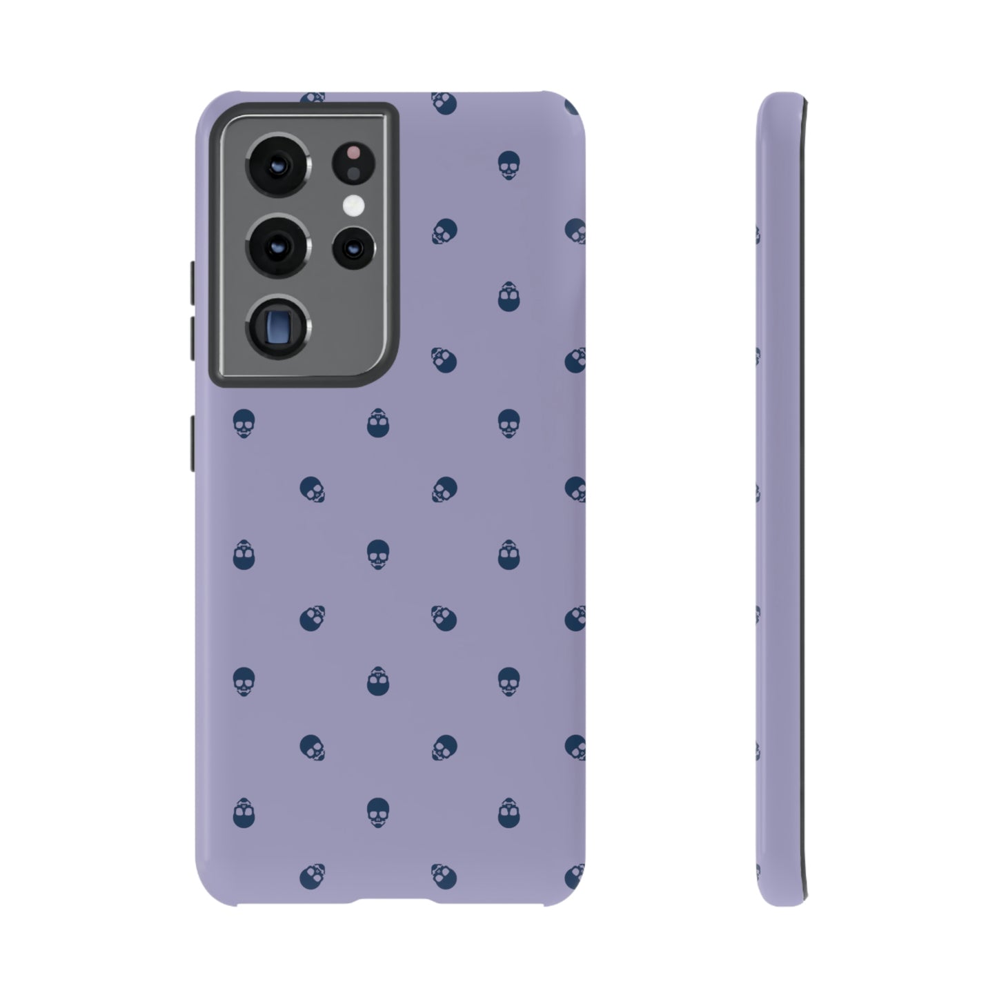 Tough Cases for Iphone, Samsung, Pixel - Lazuli Blue Skulls Pattern on Digital Lavender