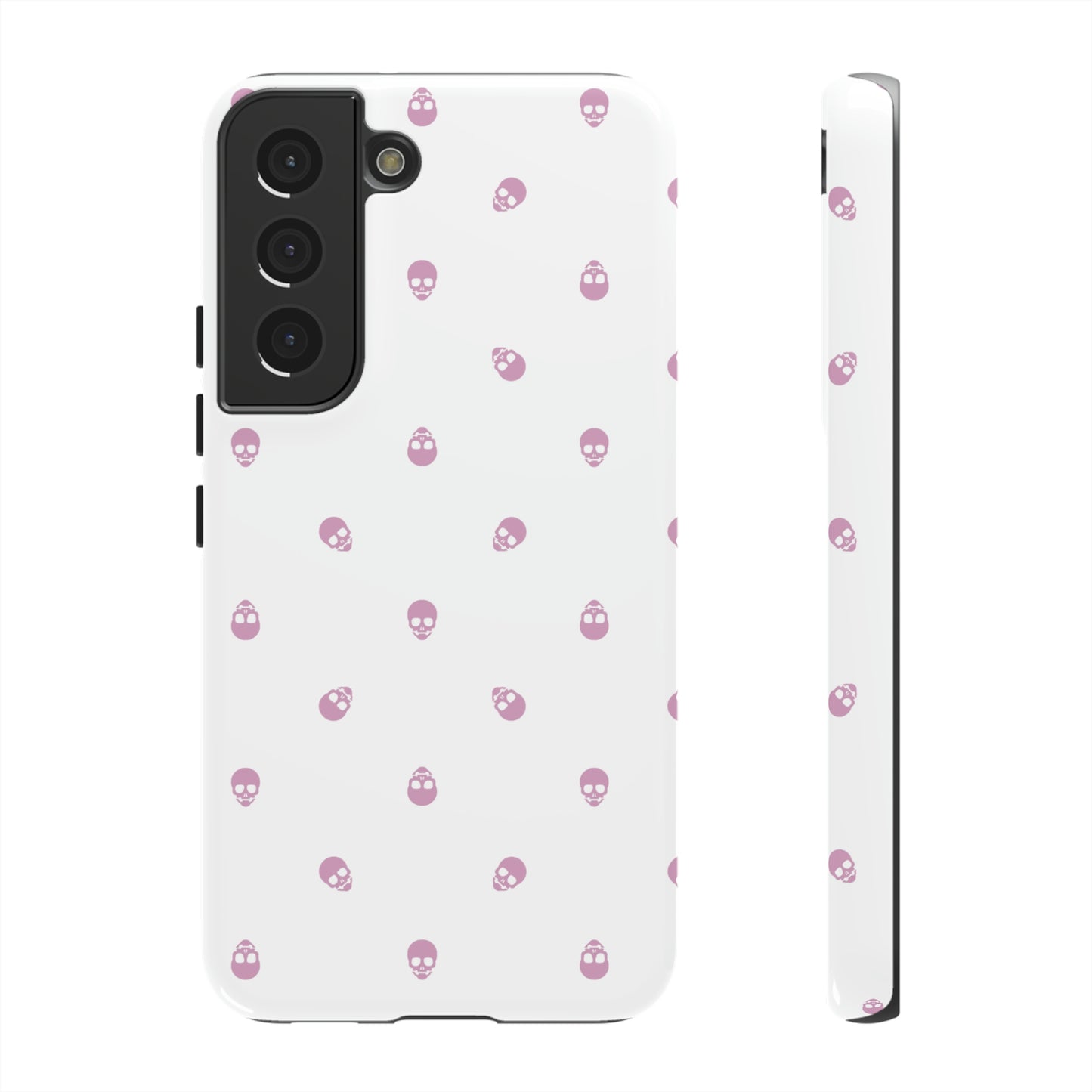 Tough Cases for Iphone, Samsung, Pixel - Fondant Pink Skull Pattern on White