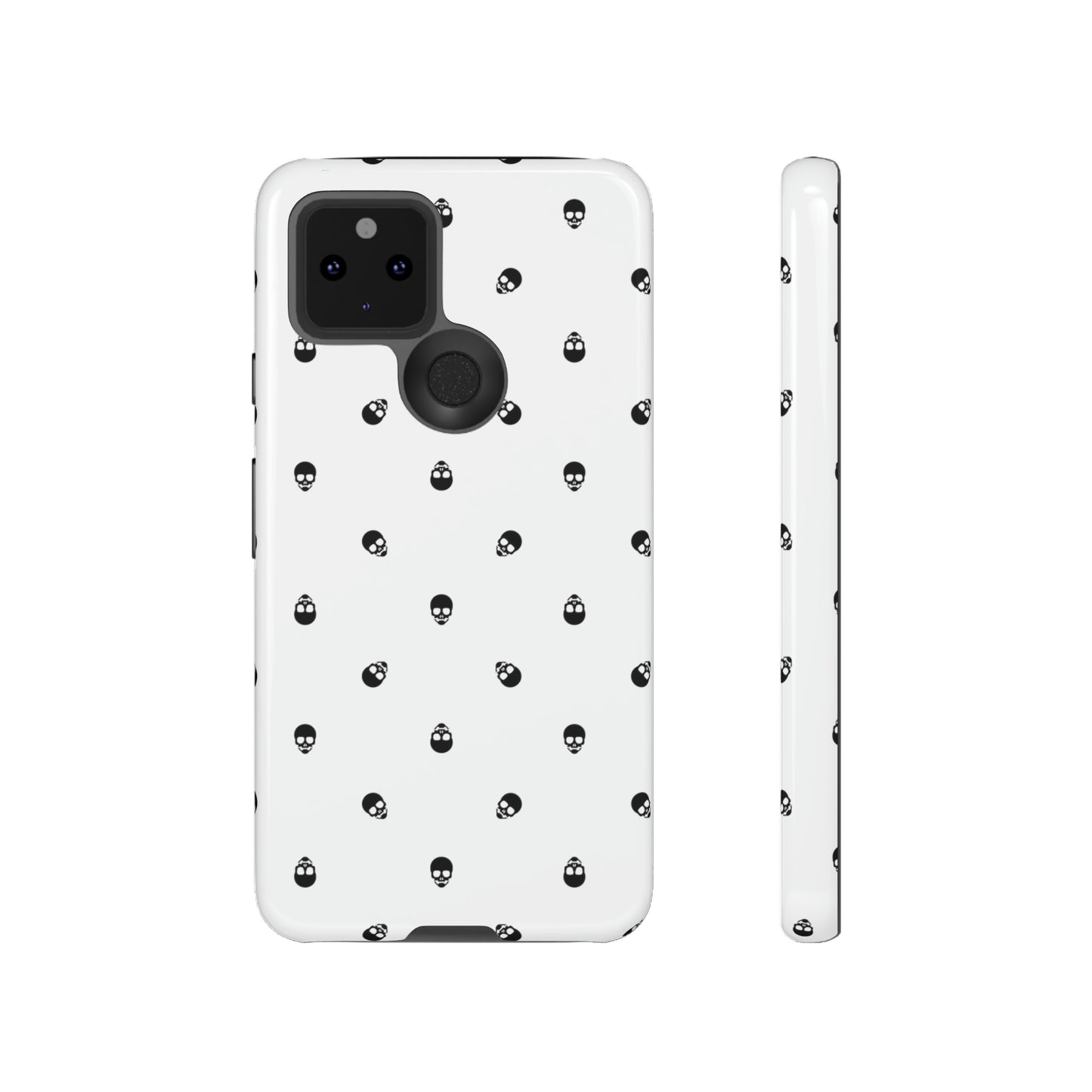 Tough Cases for Iphone, Samsung, Pixel - Black Skull Pattern on White