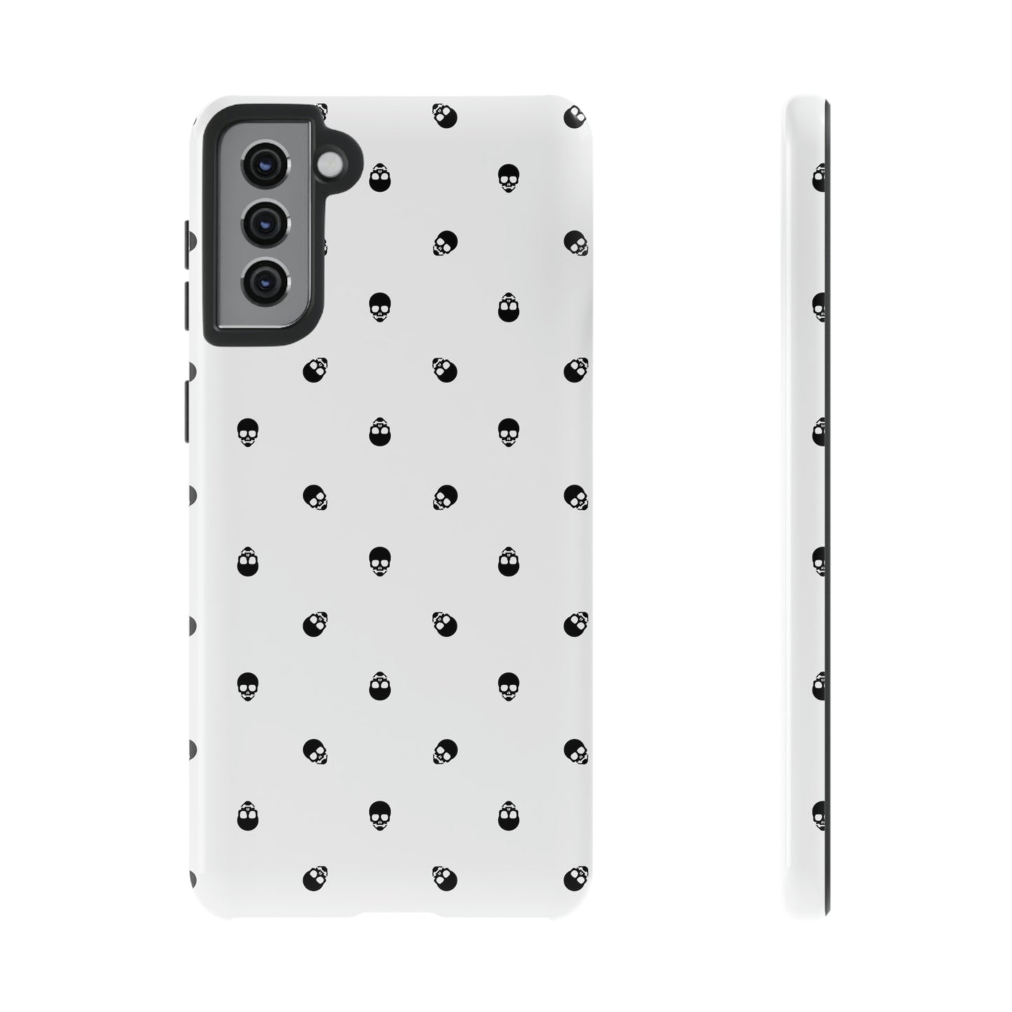 Tough Cases for Iphone, Samsung, Pixel - Black Skull Pattern on White