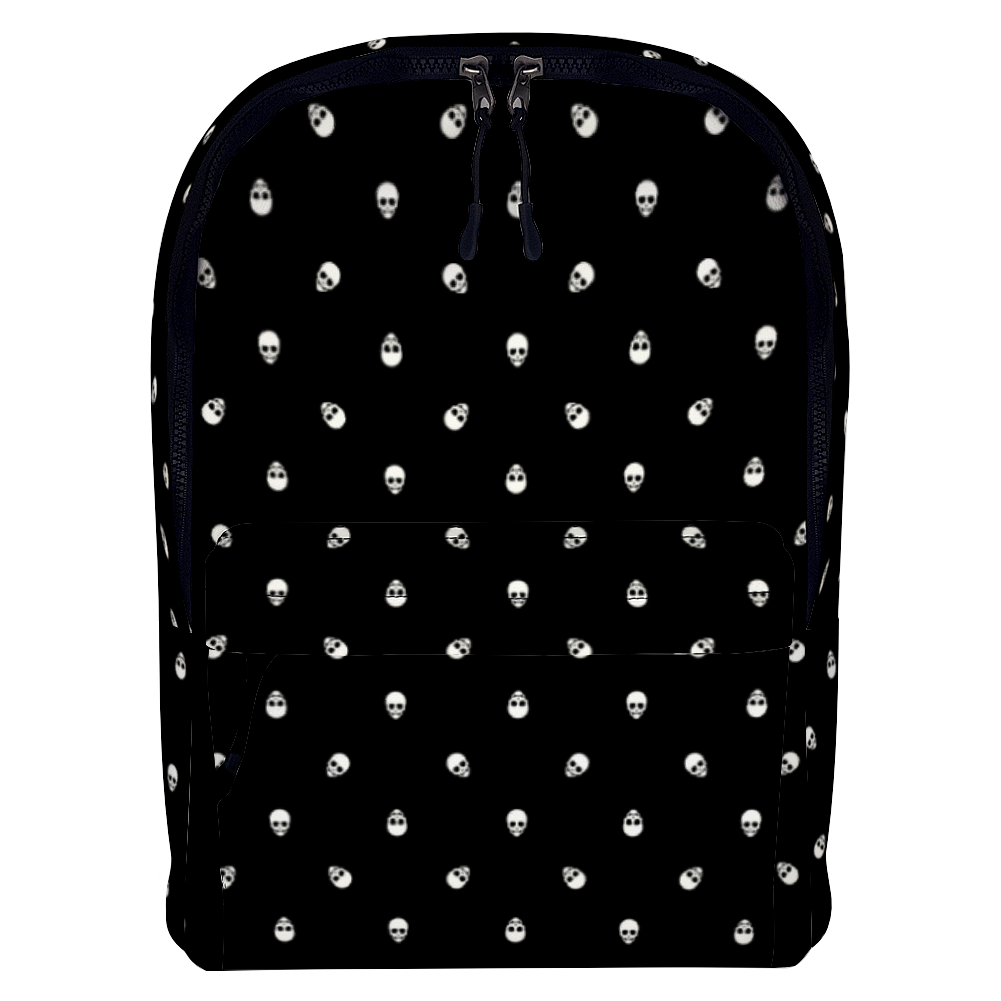 Backpack in Black with White Skull Pattern