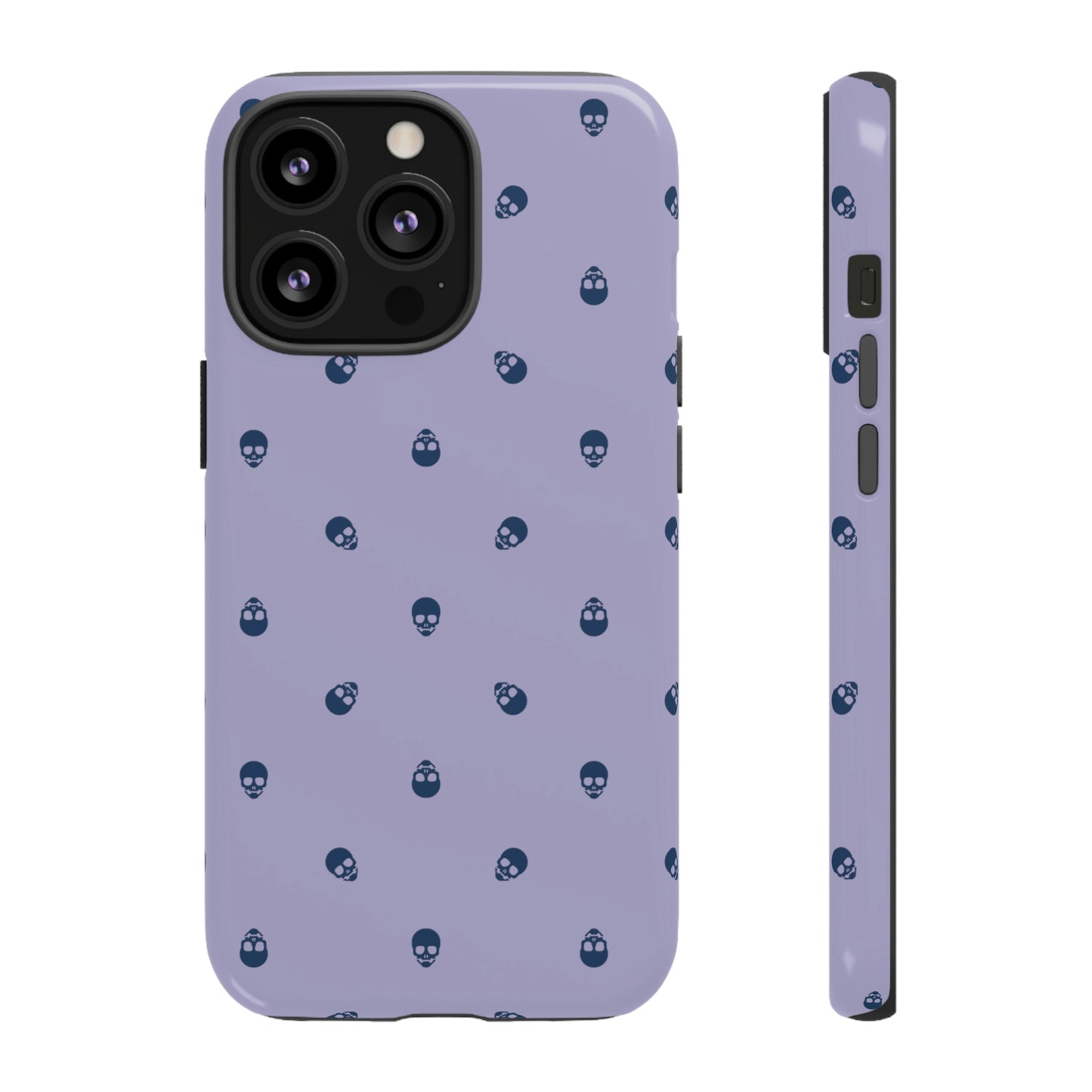 Tough Cases for Iphone, Samsung, Pixel - Lazuli Blue Skulls Pattern on Digital Lavender