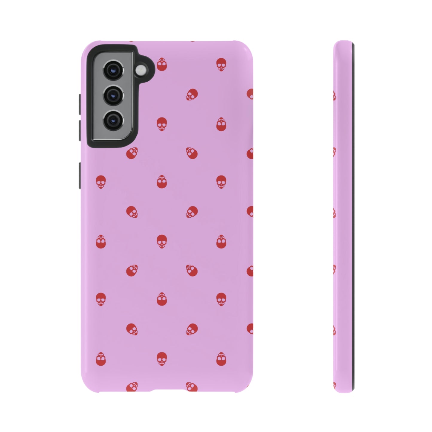 Tough Cases for Iphone, Samsung, Pixel - Luscious Red Skulls on Fondant Pink