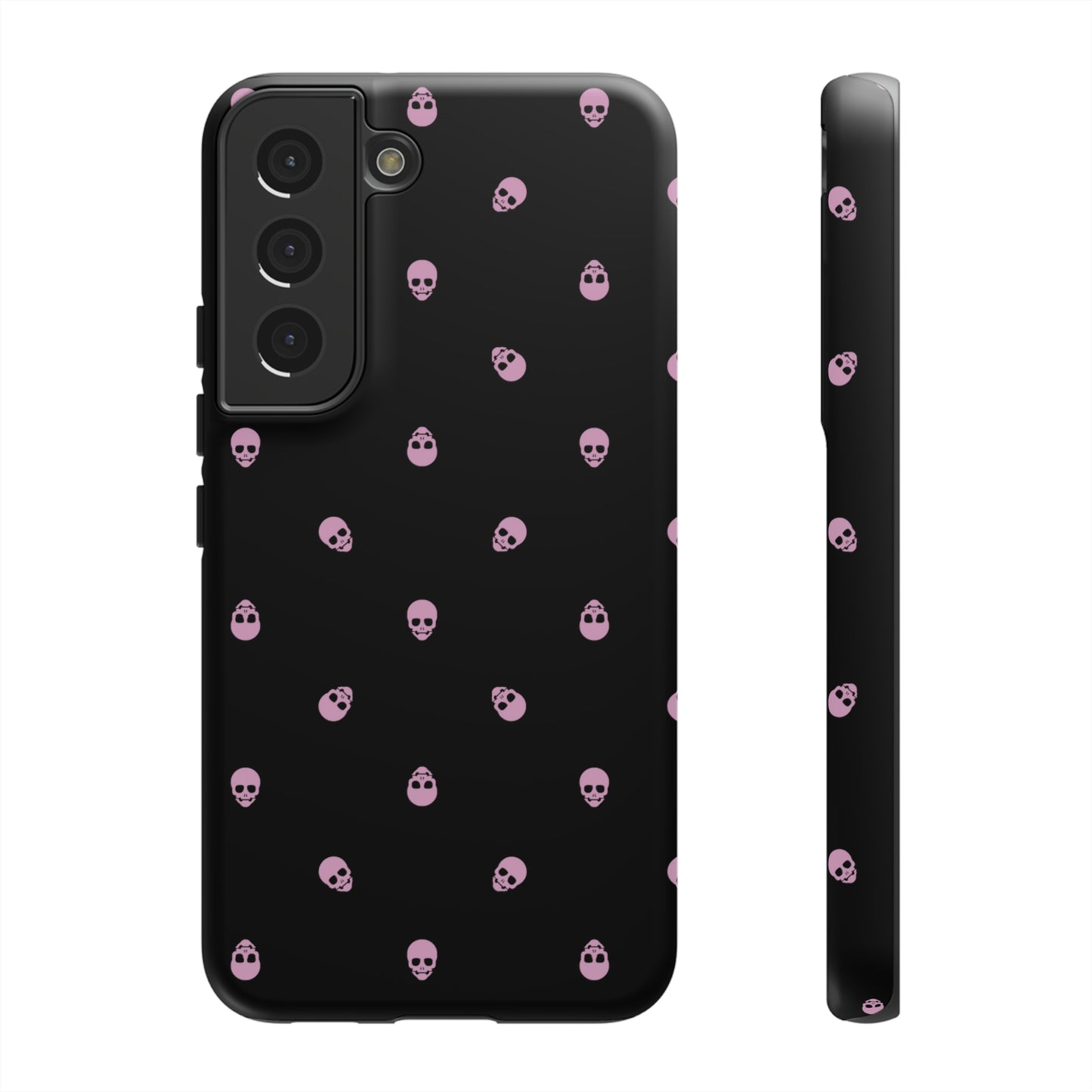 Tough Cases for Iphone, Samsung, Pixel - Fondant Pink Skulls Pattern on Black