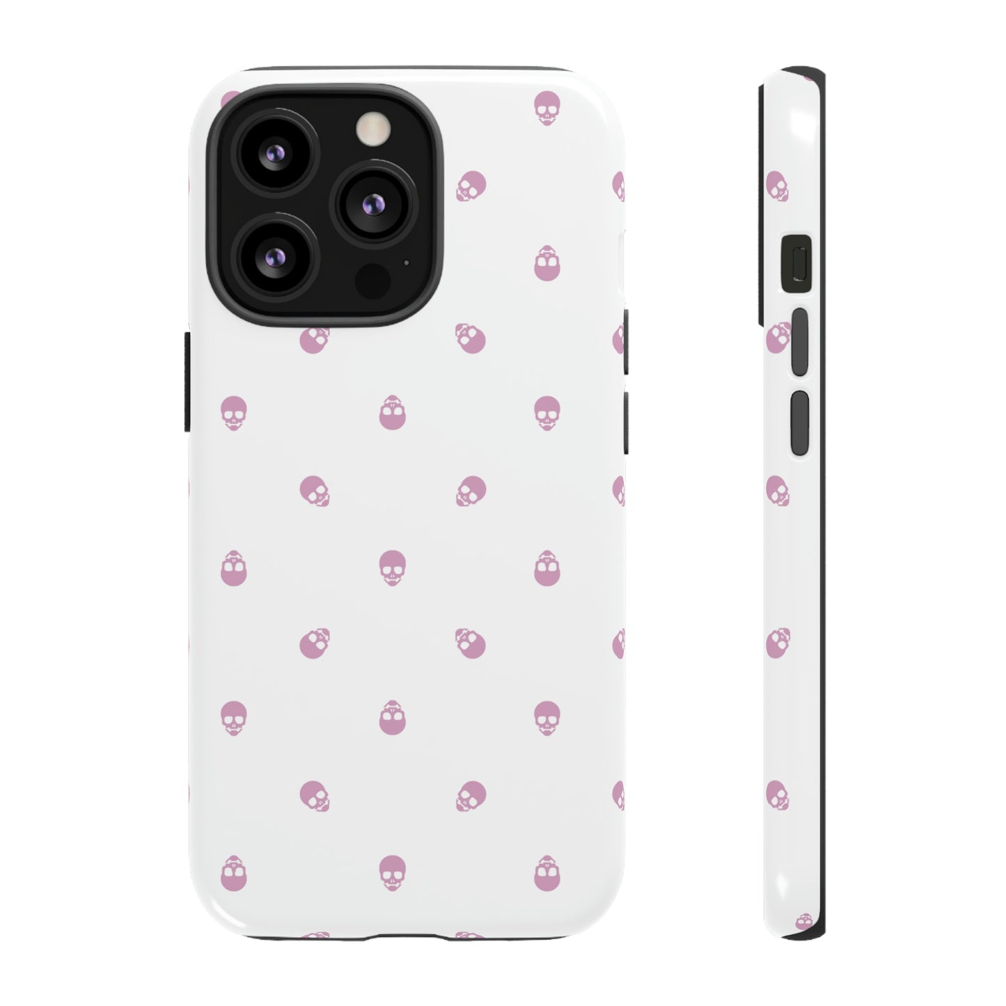 Tough Cases for Iphone, Samsung, Pixel - Fondant Pink Skull Pattern on White