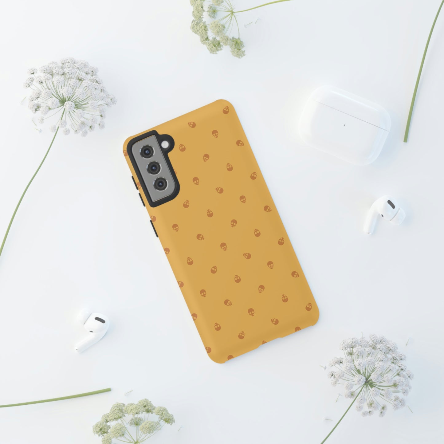 Tough Cases for Iphone, Samsung, Pixel - Sundial Skulls Pattern on Honeycomb