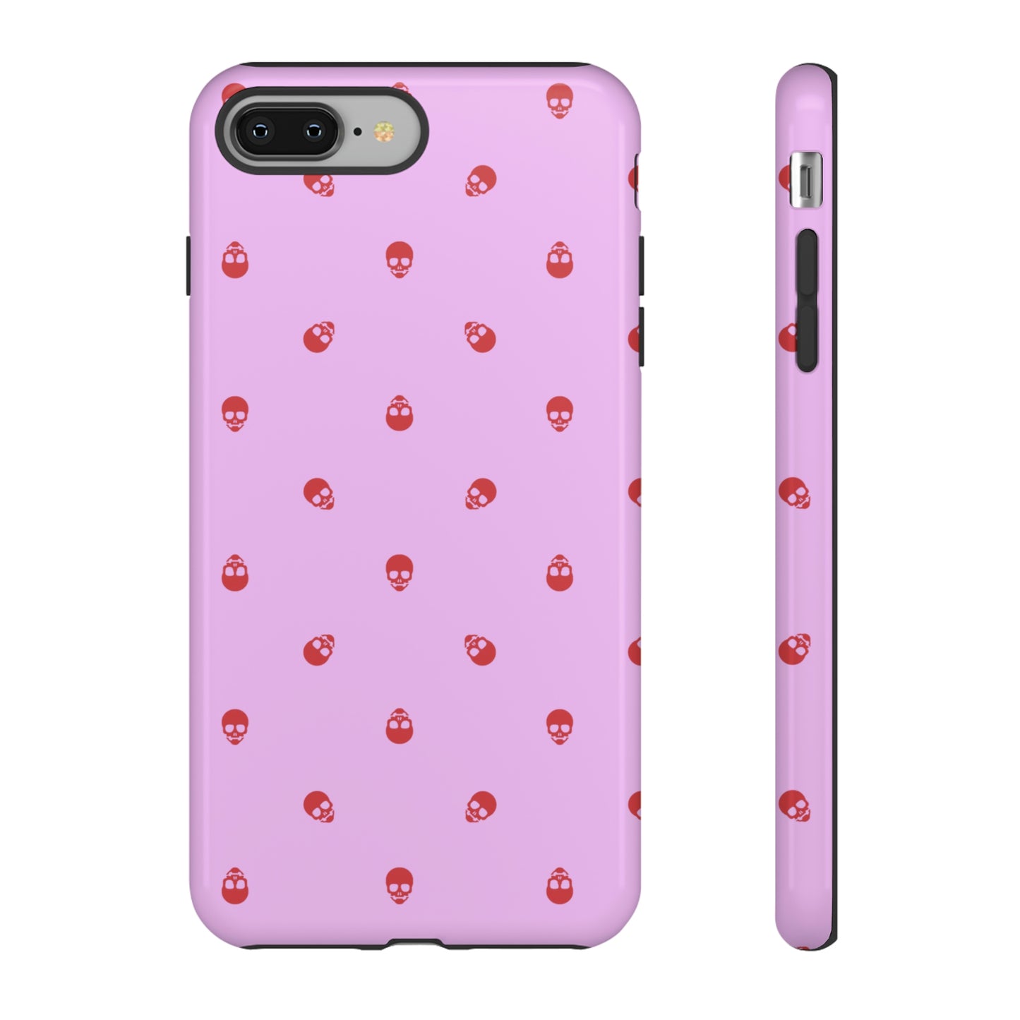 Tough Cases for Iphone, Samsung, Pixel - Luscious Red Skulls on Fondant Pink