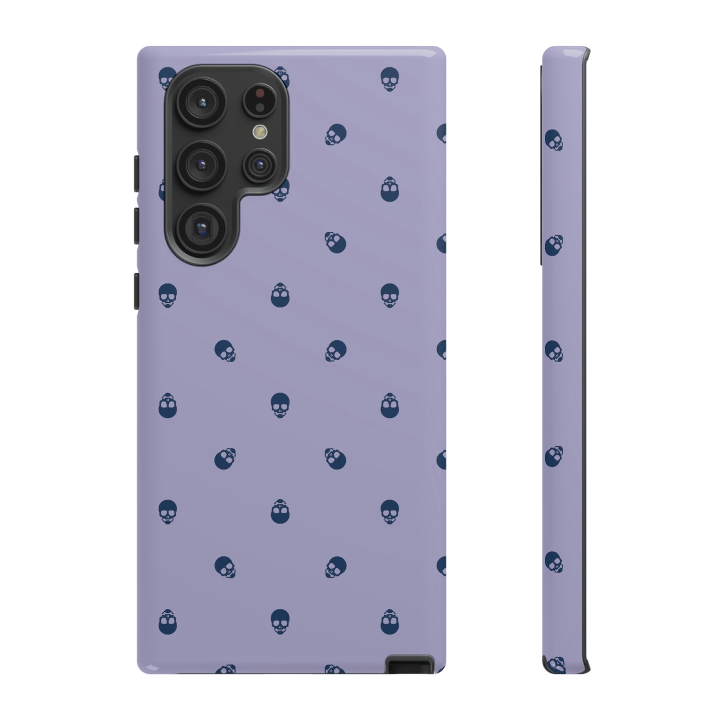 Tough Cases for Iphone, Samsung, Pixel - Lazuli Blue Skulls Pattern on Digital Lavender