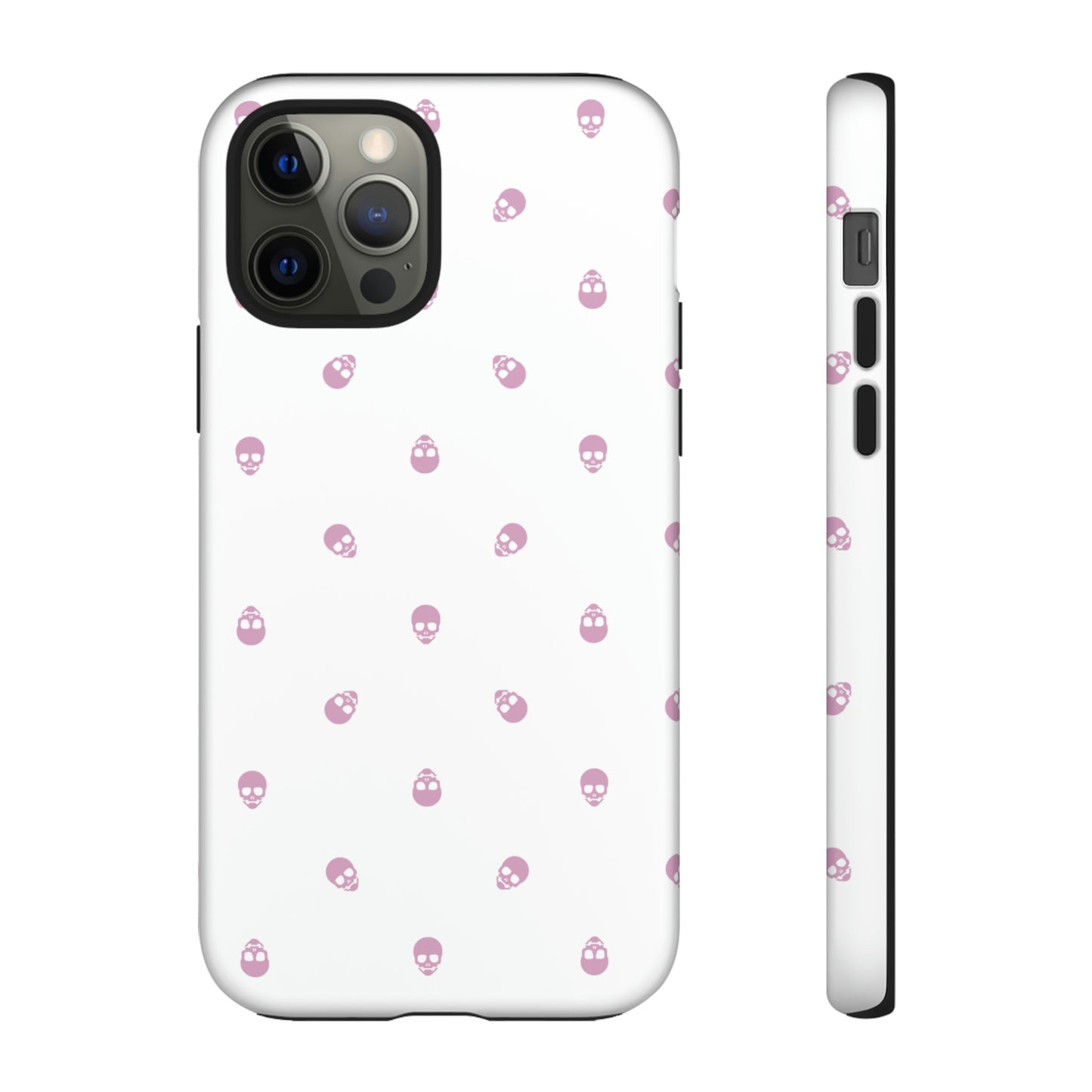 Tough Cases for Iphone, Samsung, Pixel - Fondant Pink Skull Pattern on White