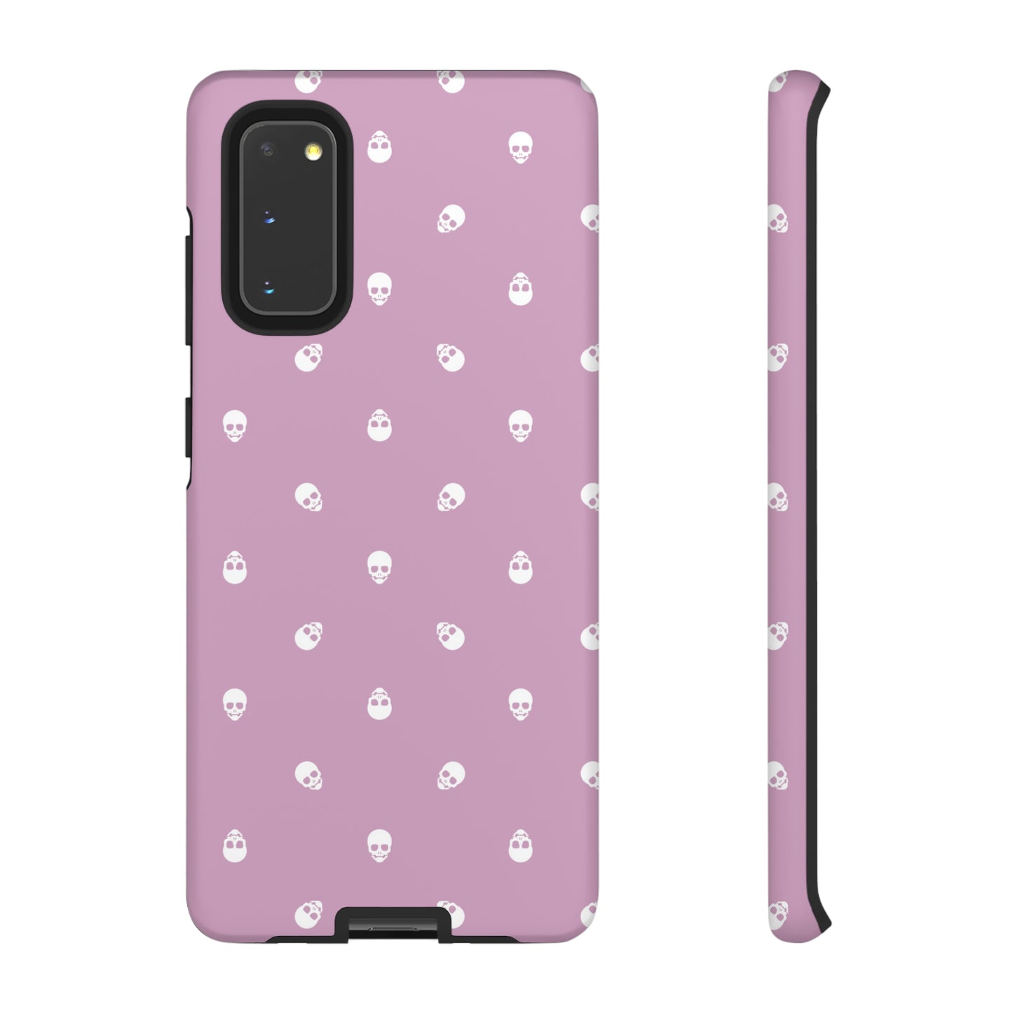 Tough Cases for Iphone, Samsung, Pixel - White Skulls Pattern on Fondant Pink