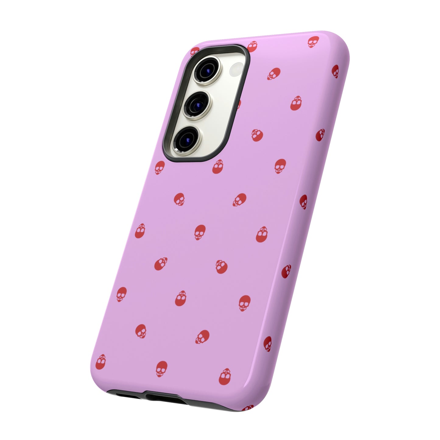 Tough Cases for Iphone, Samsung, Pixel - Luscious Red Skulls on Fondant Pink