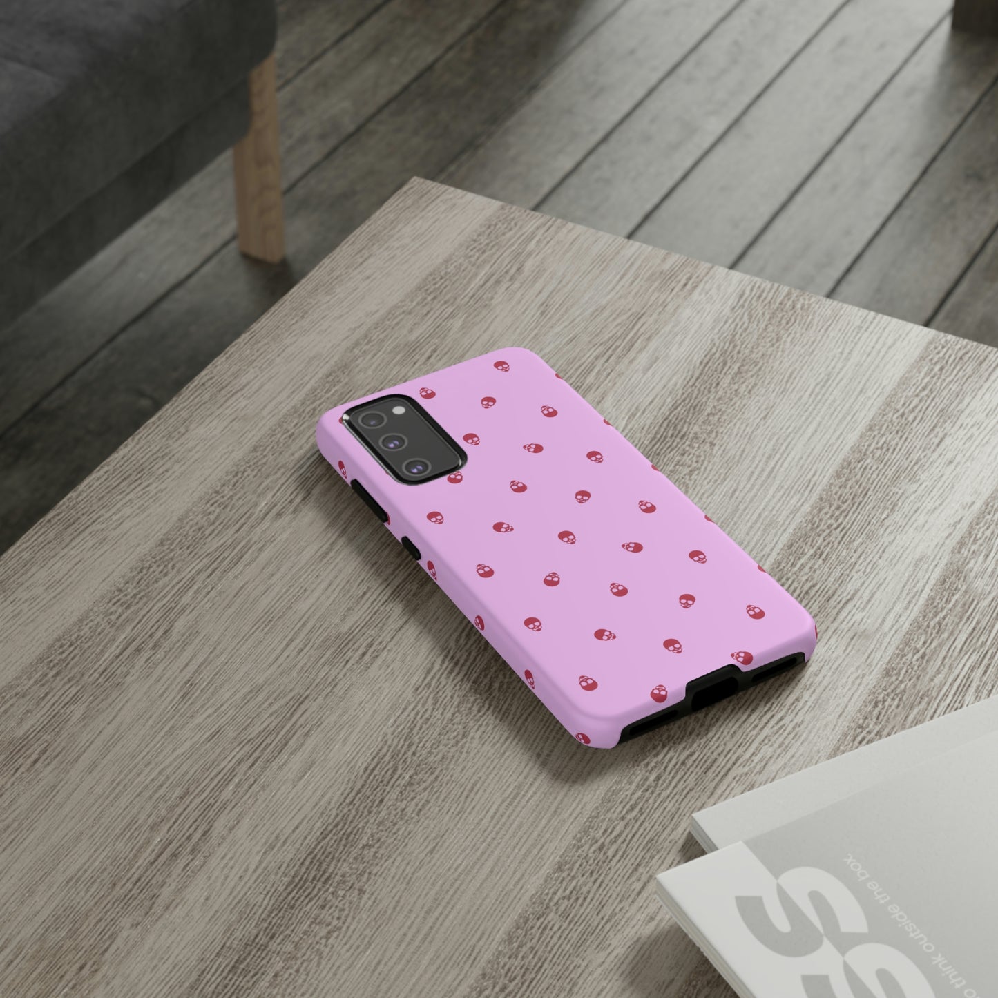 Tough Cases for Iphone, Samsung, Pixel - Viva Magenta Skulls Pattern on Fondant Pink