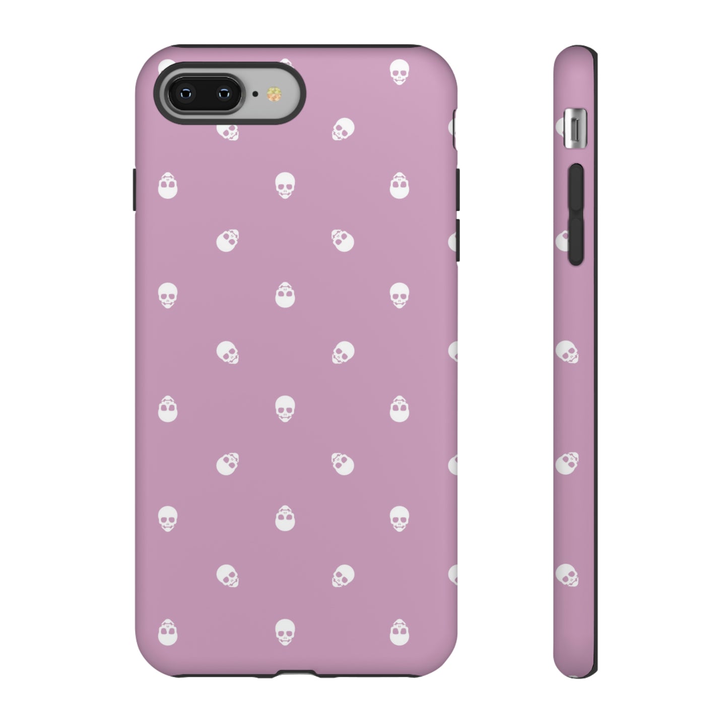 Tough Cases for Iphone, Samsung, Pixel - White Skulls Pattern on Fondant Pink