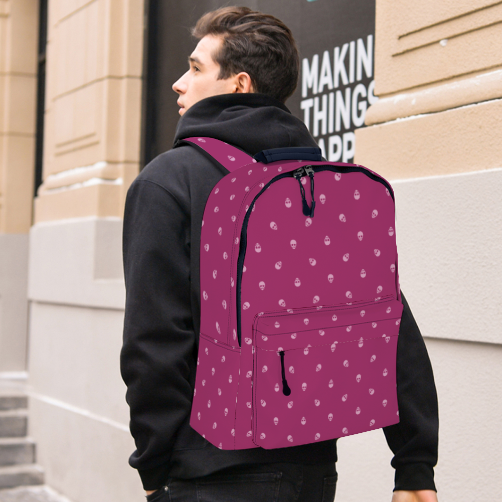 Backpack in Viva Magenta with Fondant Pink Skull Pattern