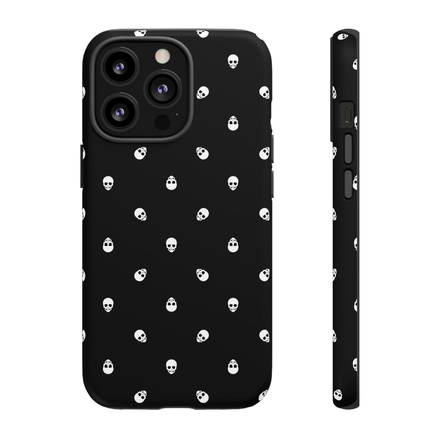 Tough Cases for Iphone, Samsung, Pixel - White Skulls on Black