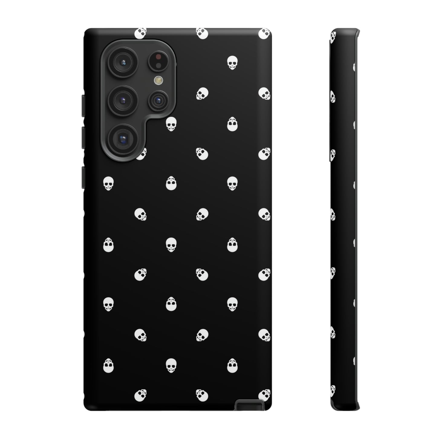 Tough Cases for Iphone, Samsung, Pixel - White Skulls on Black