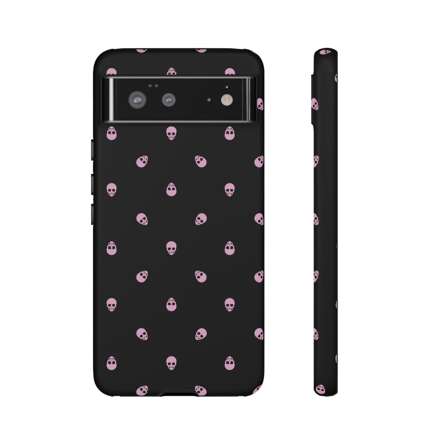 Tough Cases for Iphone, Samsung, Pixel - Fondant Pink Skulls Pattern on Black