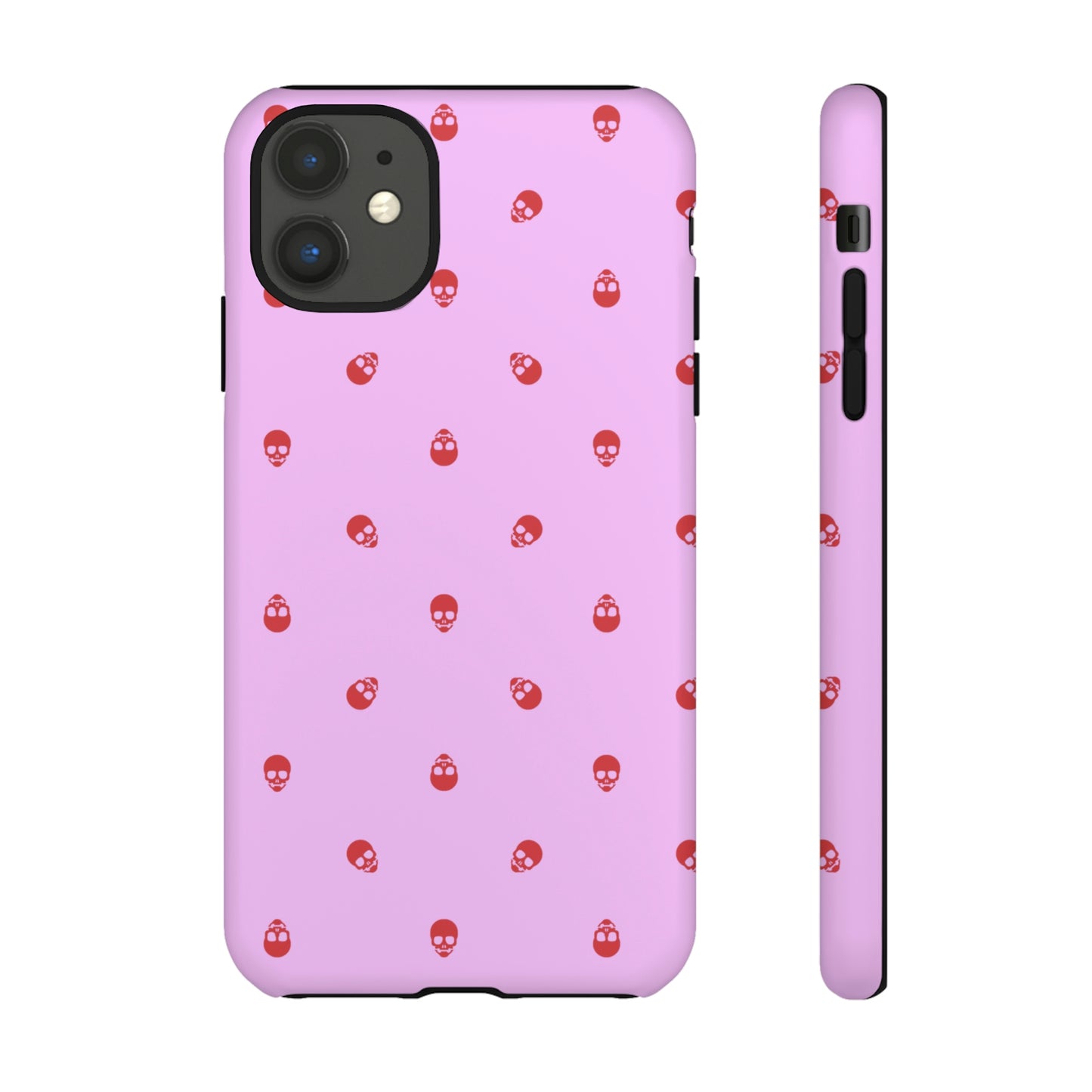 Tough Cases for Iphone, Samsung, Pixel - Luscious Red Skulls on Fondant Pink