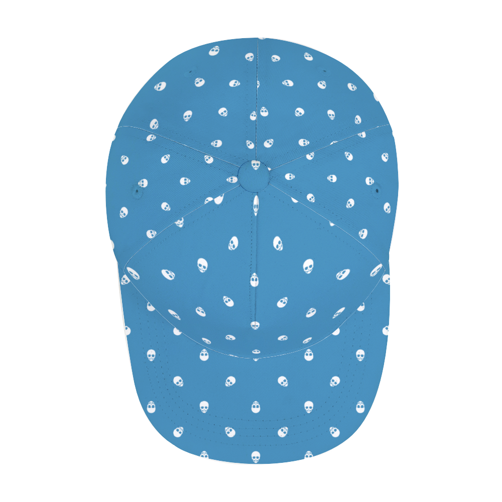 Tranquil Blue with White Skulls Baseball Cap