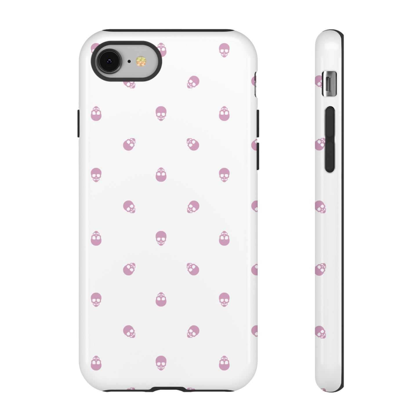 Tough Cases for Iphone, Samsung, Pixel - Fondant Pink Skull Pattern on White