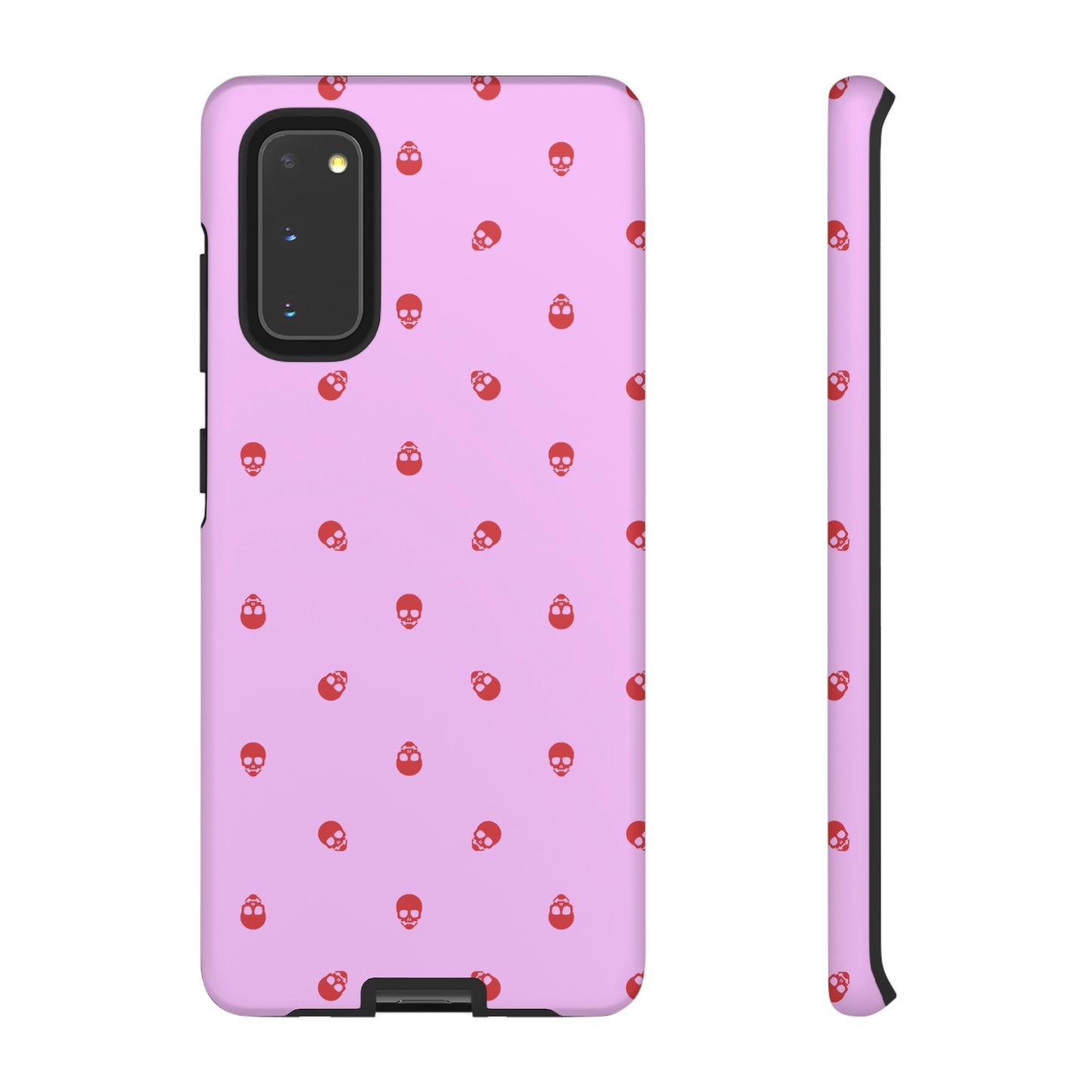 Tough Cases for Iphone, Samsung, Pixel - Luscious Red Skulls on Fondant Pink