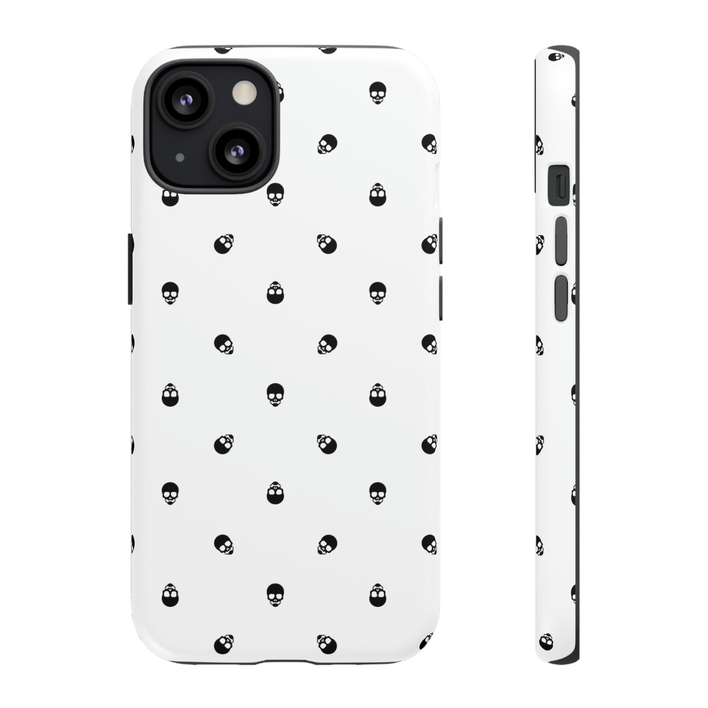 Tough Cases for Iphone, Samsung, Pixel - Black Skull Pattern on White