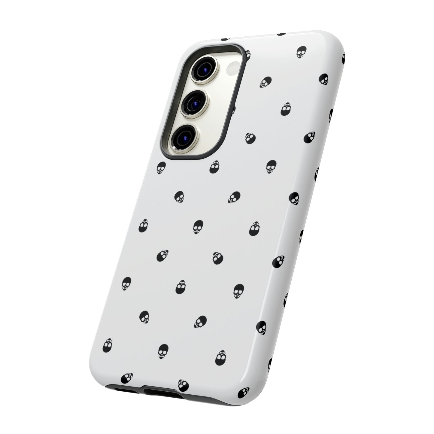 Tough Cases for Iphone, Samsung, Pixel - Black Skull Pattern on White