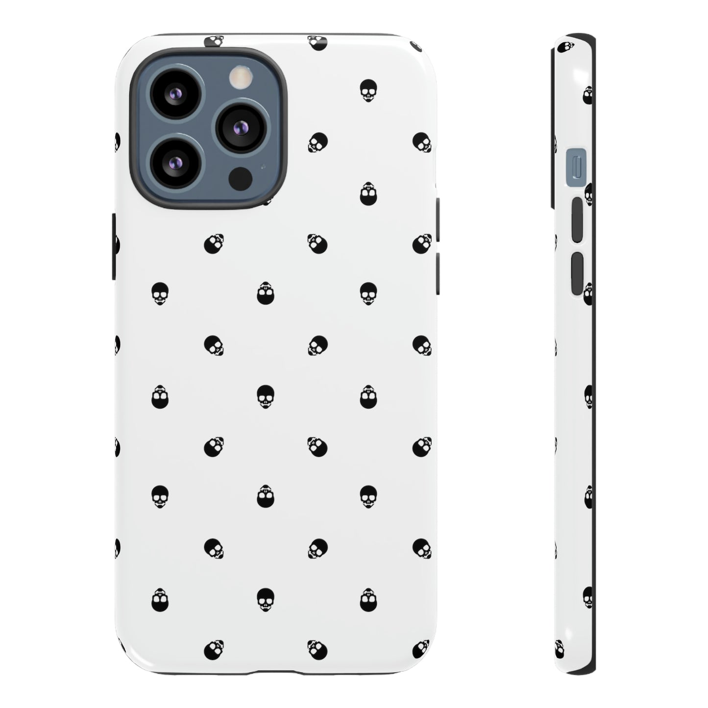 Tough Cases for Iphone, Samsung, Pixel - Black Skull Pattern on White