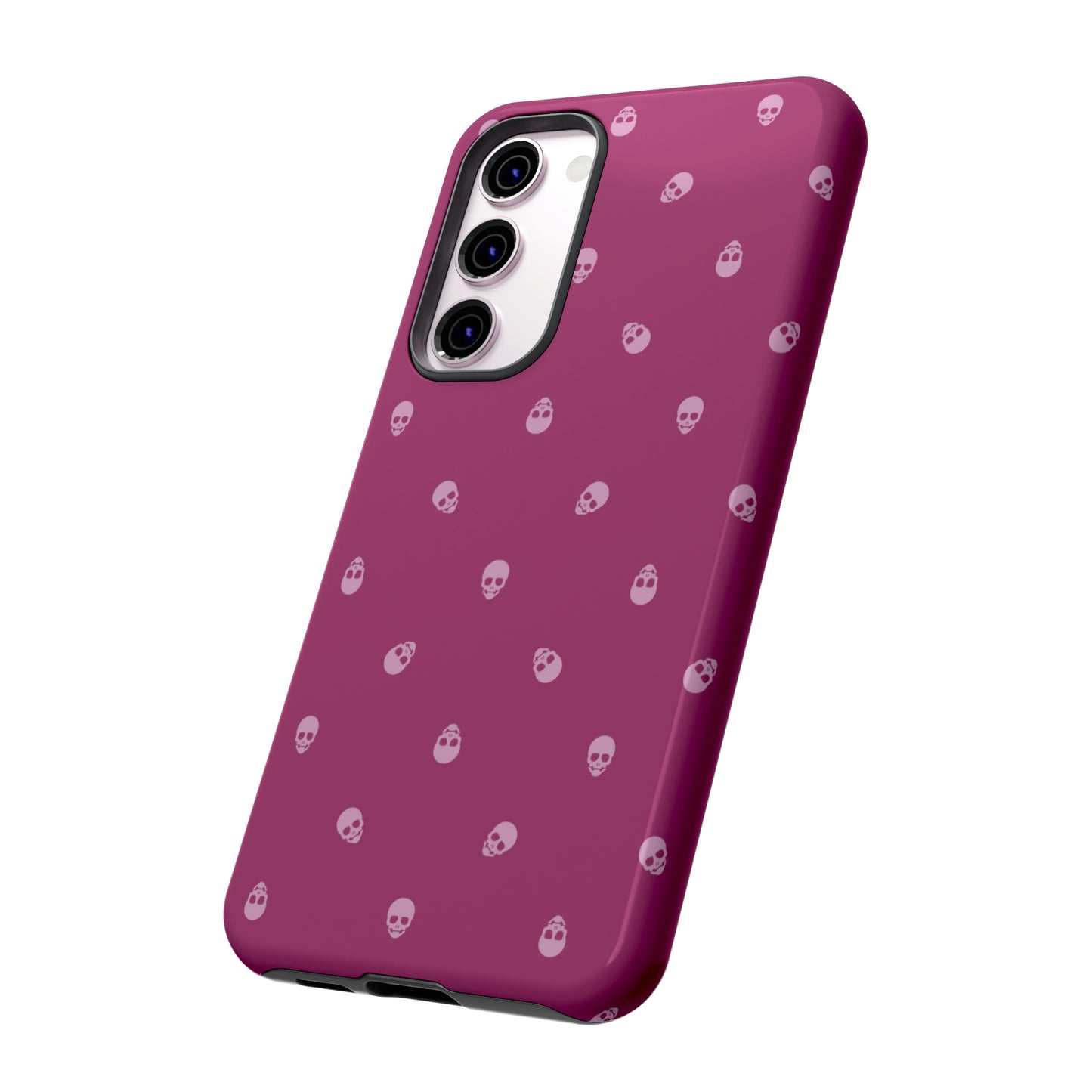 Tough Cases for Iphone, Samsung, Pixel - Fondant Pink Skulls Pattern on Orchid Flower