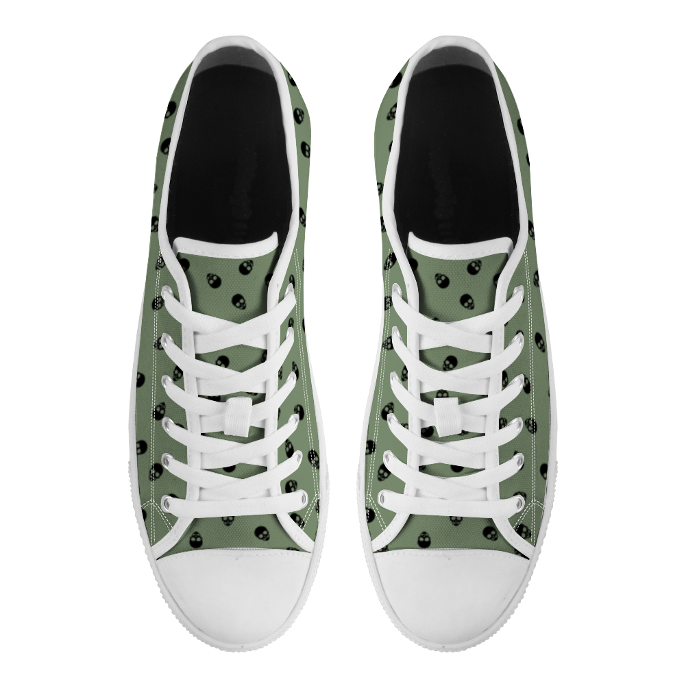 Low Top Sneakers in Jade with Black Skull Pattern