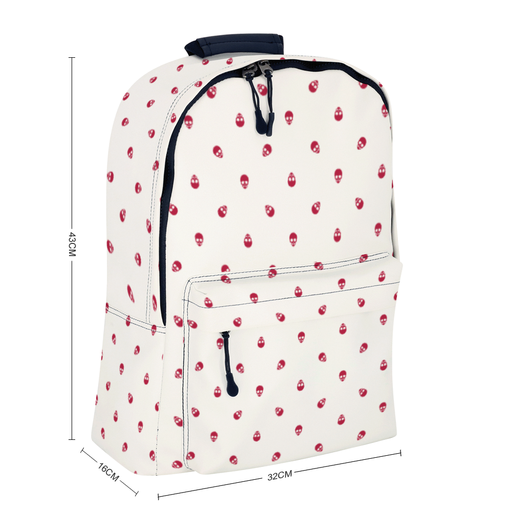 Backpack in White with Viva Magenta Skull Pattern