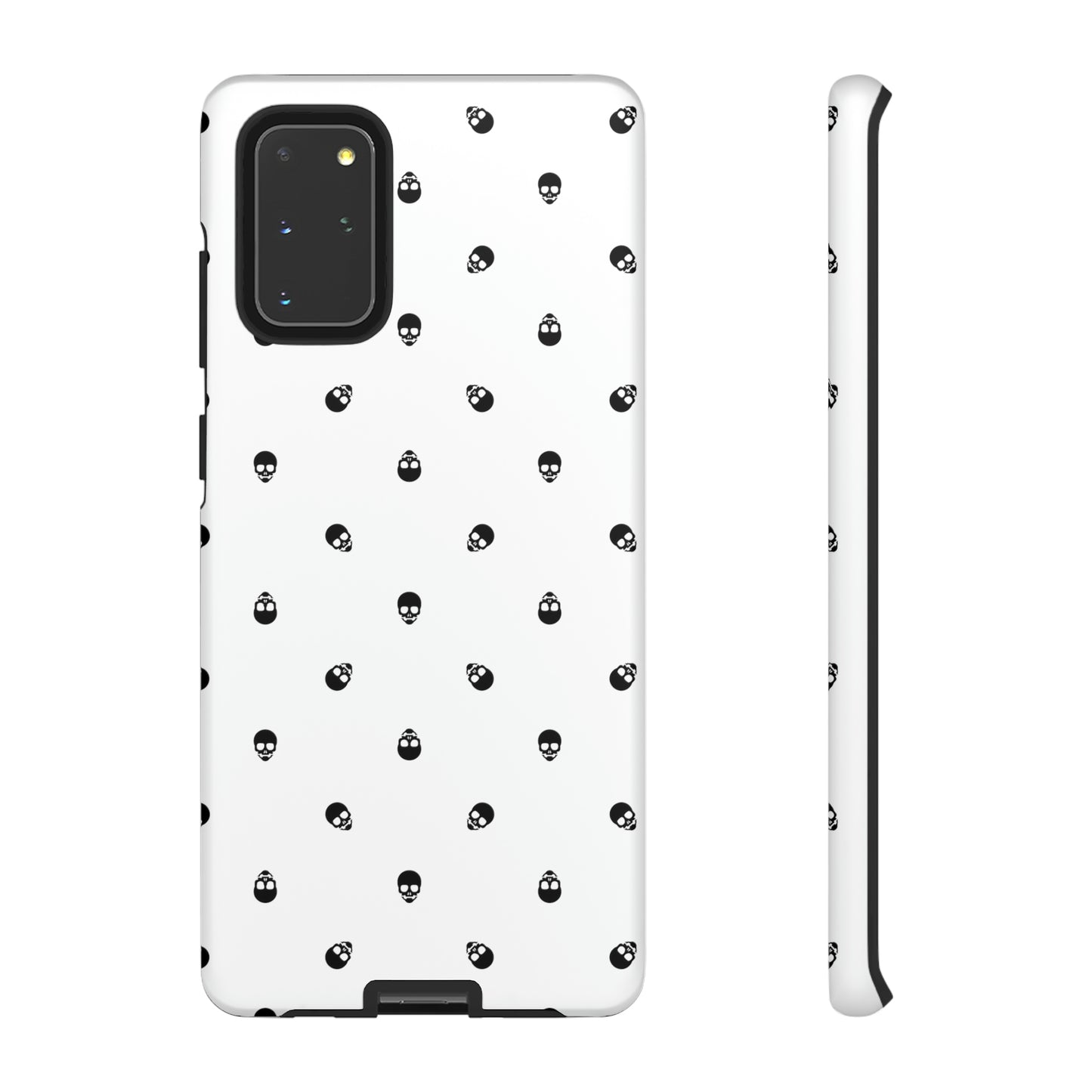 Tough Cases for Iphone, Samsung, Pixel - Black Skull Pattern on White