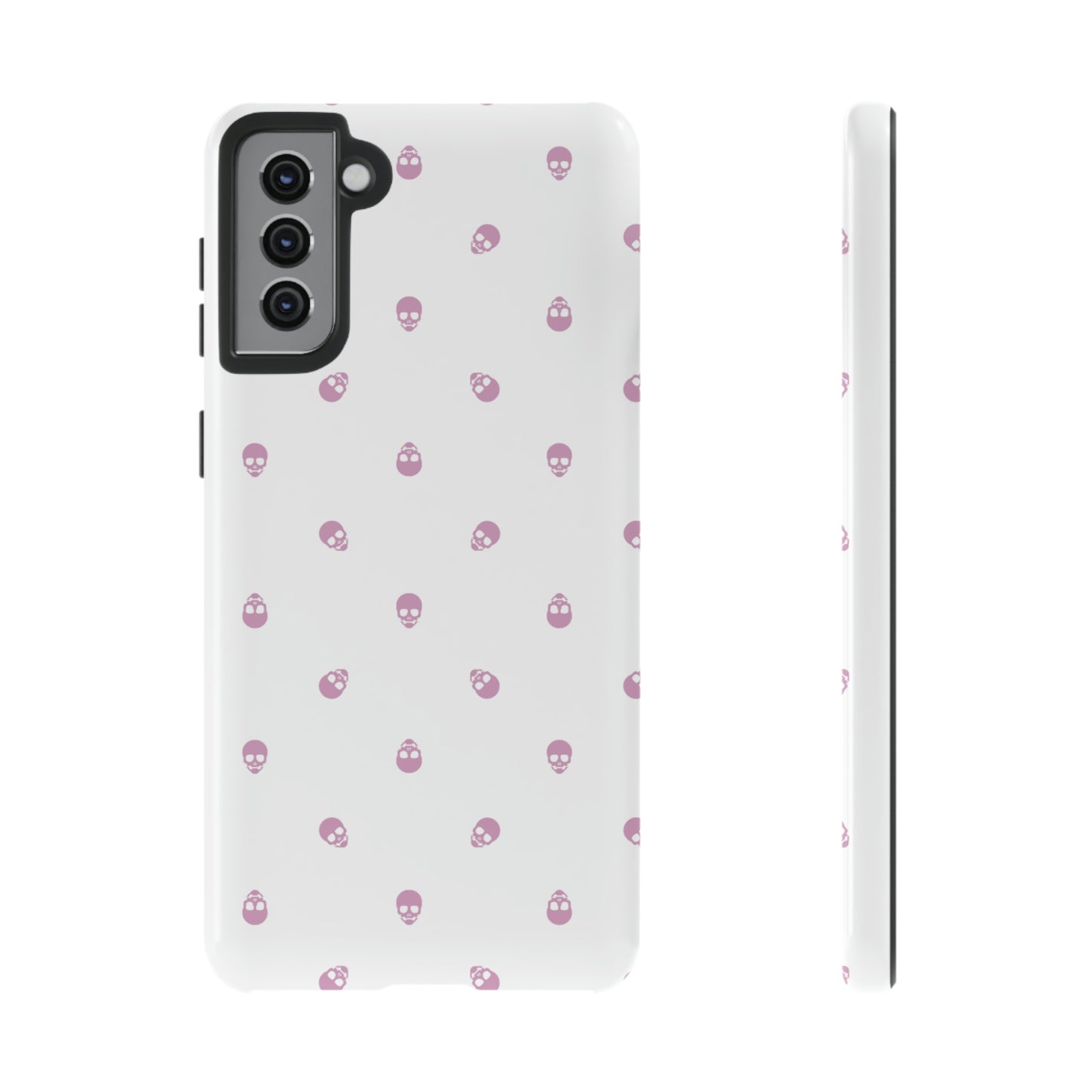 Tough Cases for Iphone, Samsung, Pixel - Fondant Pink Skull Pattern on White