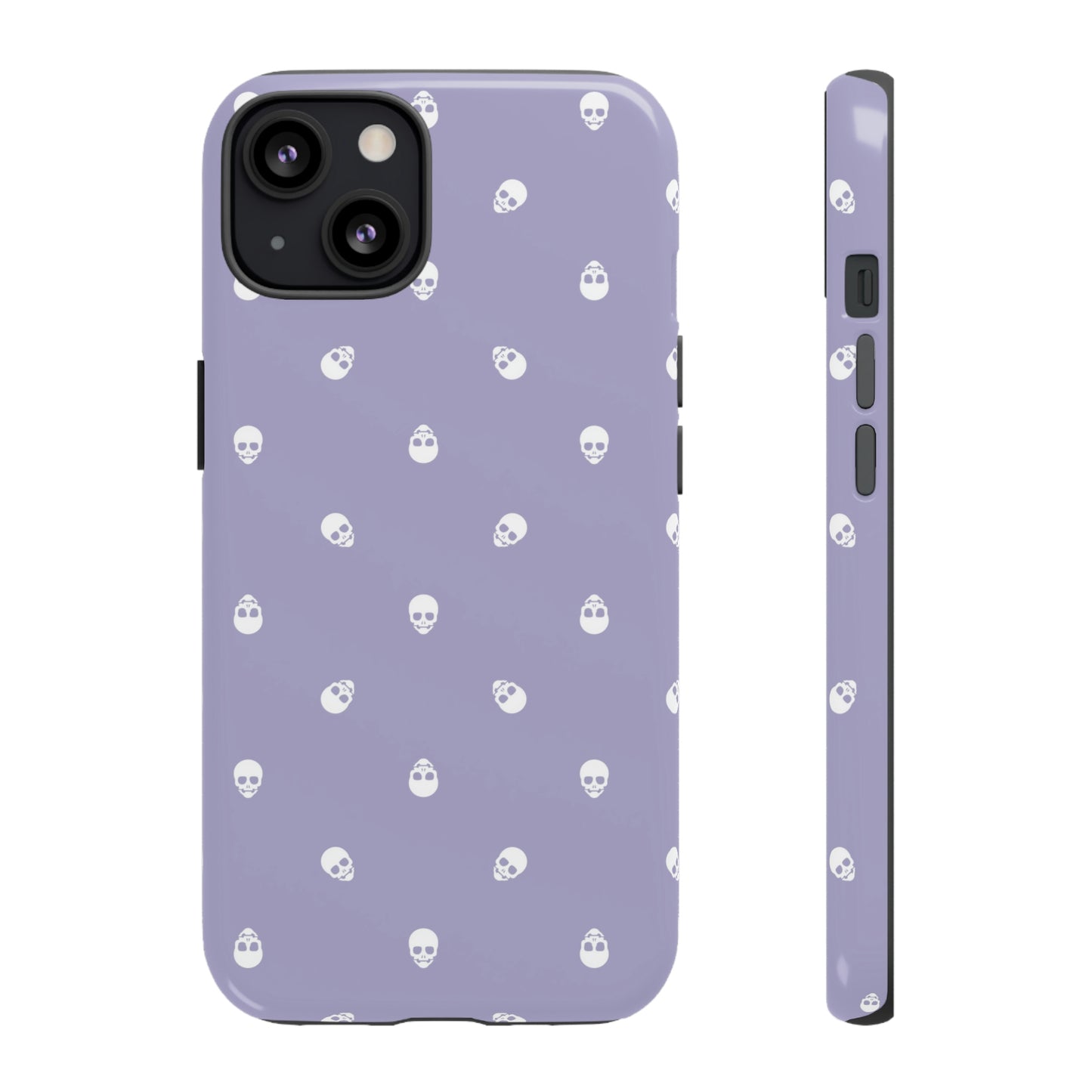 Tough Cases for Iphone, Samsung, Pixel - White Skulls Pattern on Digital Lavender