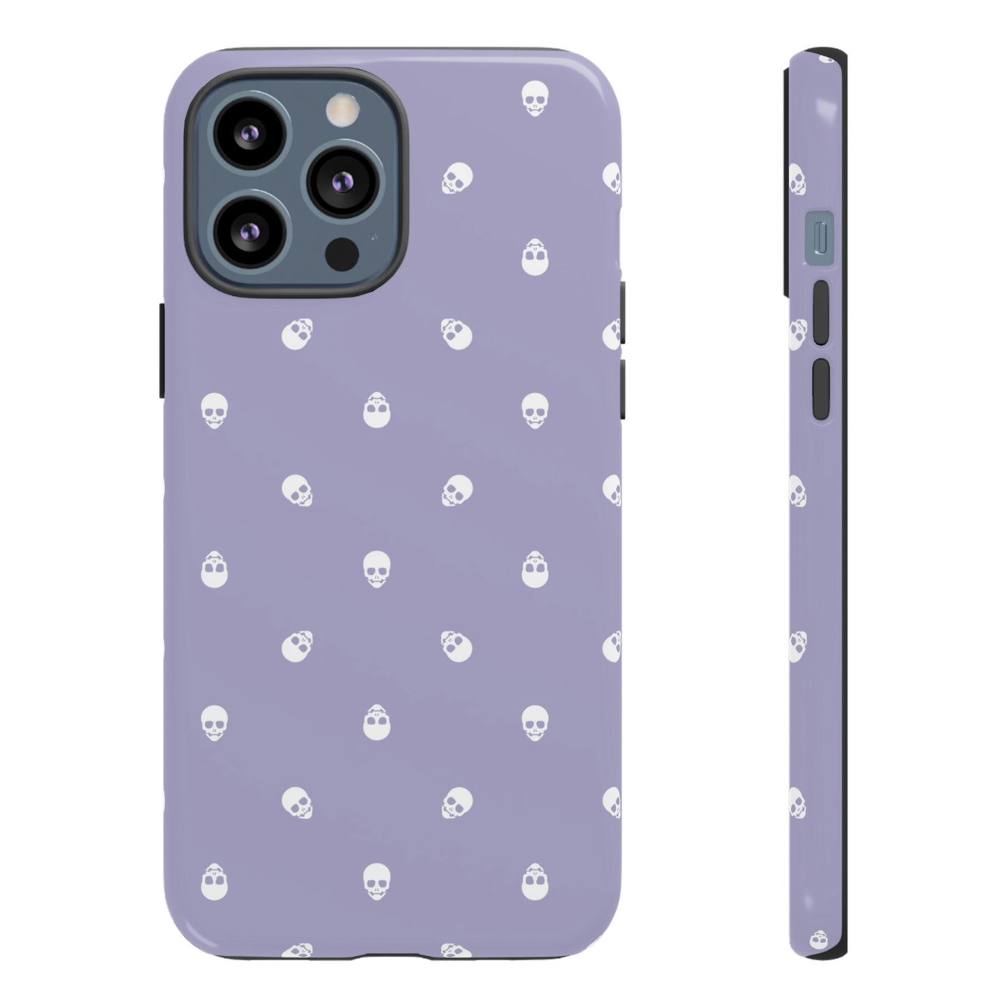 Tough Cases for Iphone, Samsung, Pixel - White Skulls Pattern on Digital Lavender