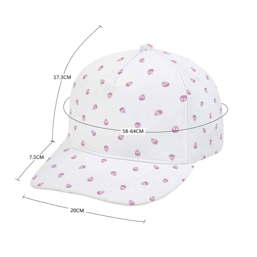 White with Fondant Pink Skulls Baseball Cap