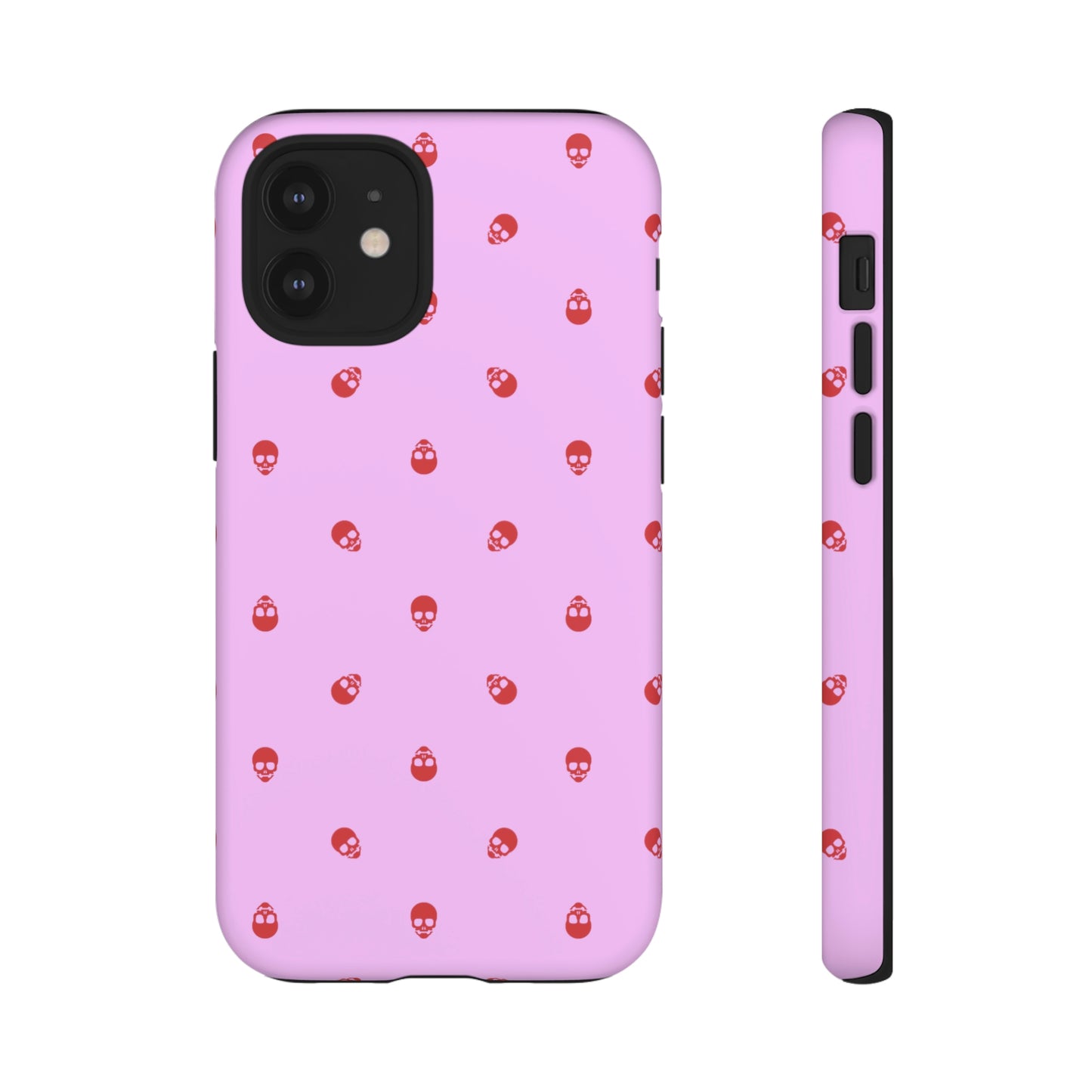 Tough Cases for Iphone, Samsung, Pixel - Luscious Red Skulls on Fondant Pink