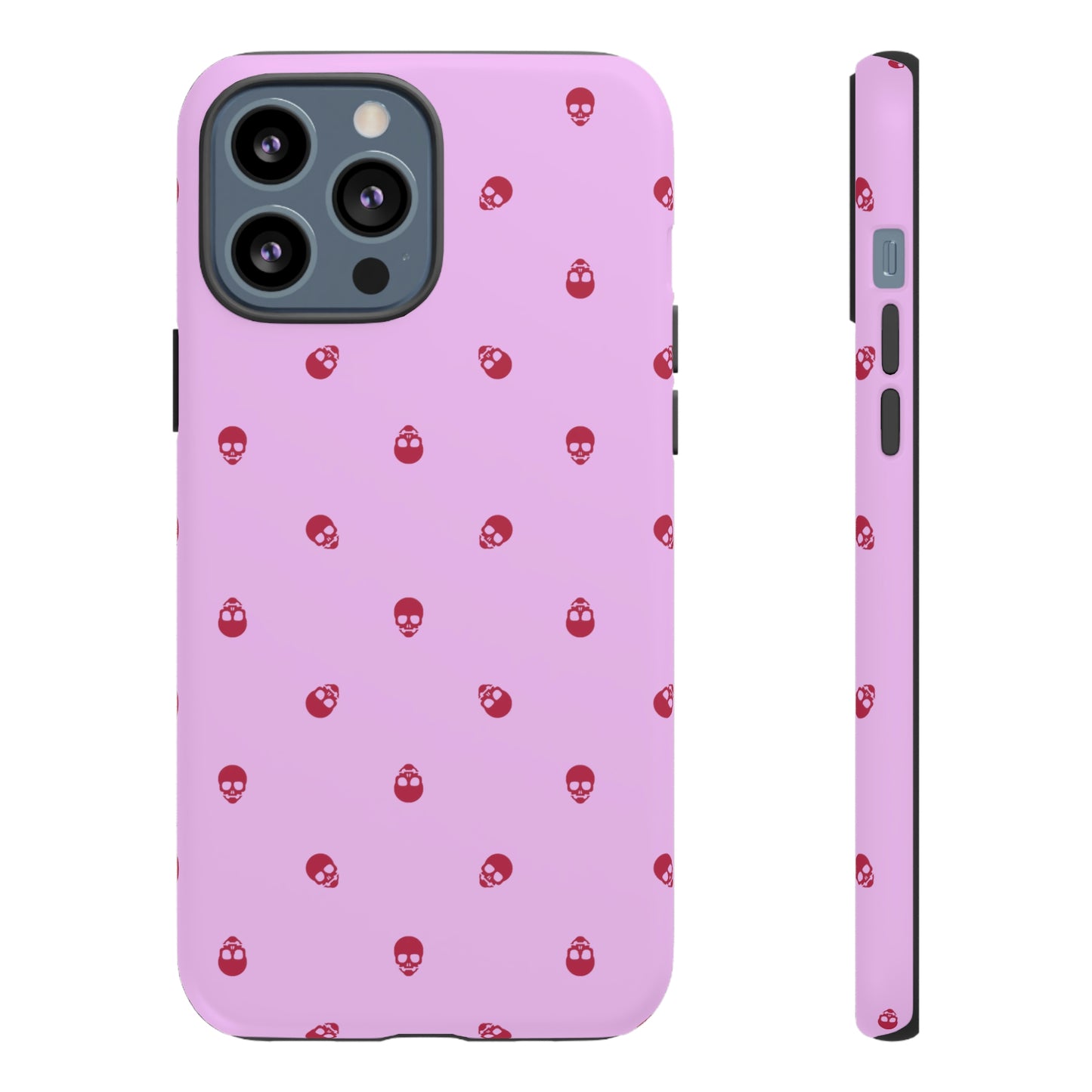 Tough Cases for Iphone, Samsung, Pixel - Viva Magenta Skulls Pattern on Fondant Pink