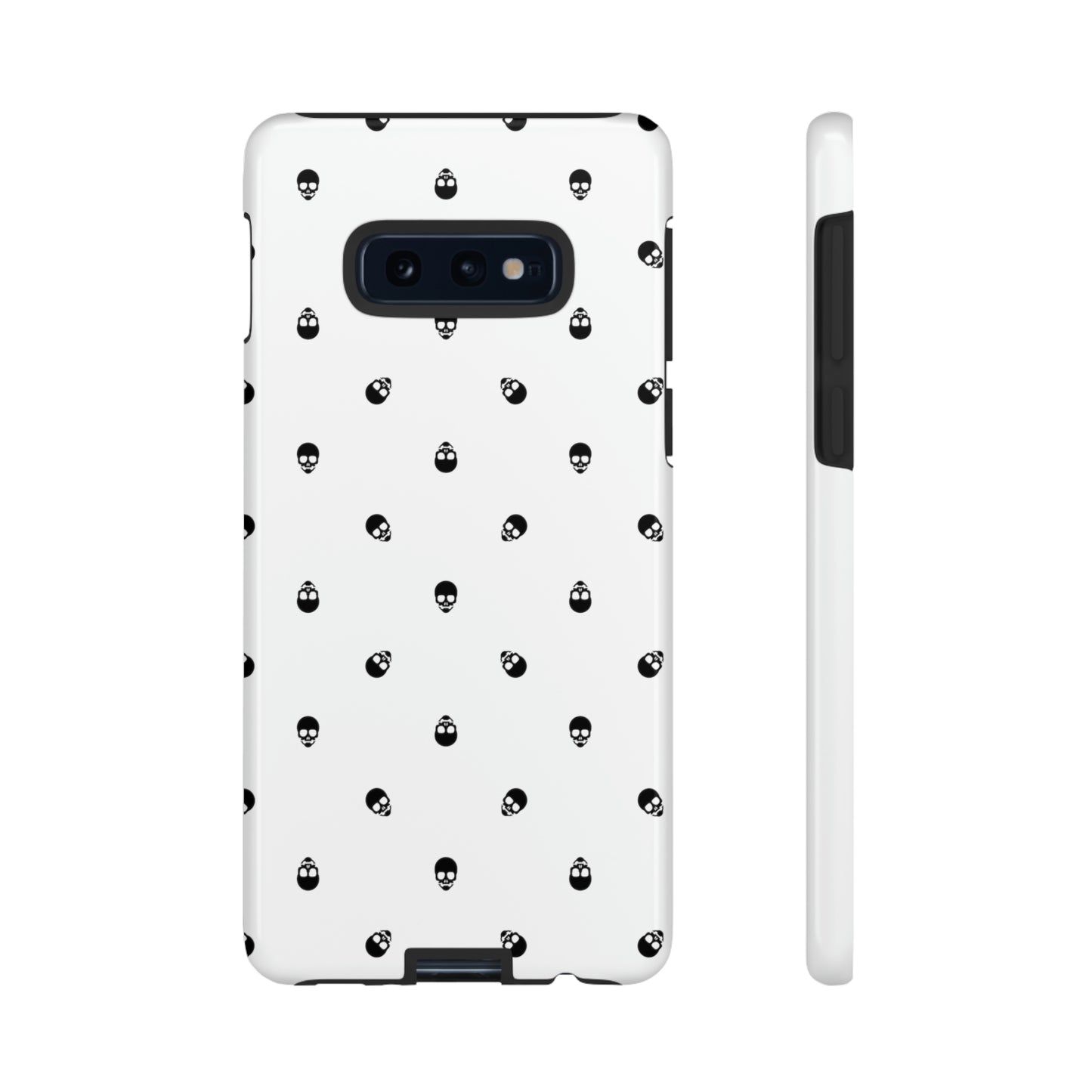 Tough Cases for Iphone, Samsung, Pixel - Black Skull Pattern on White