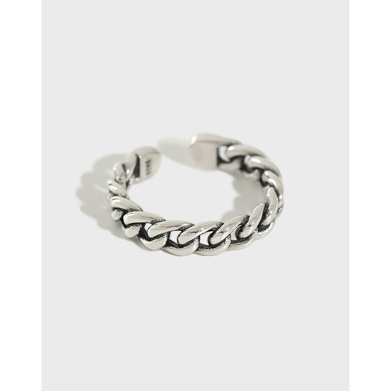 925 Silver Curb Chain Ring