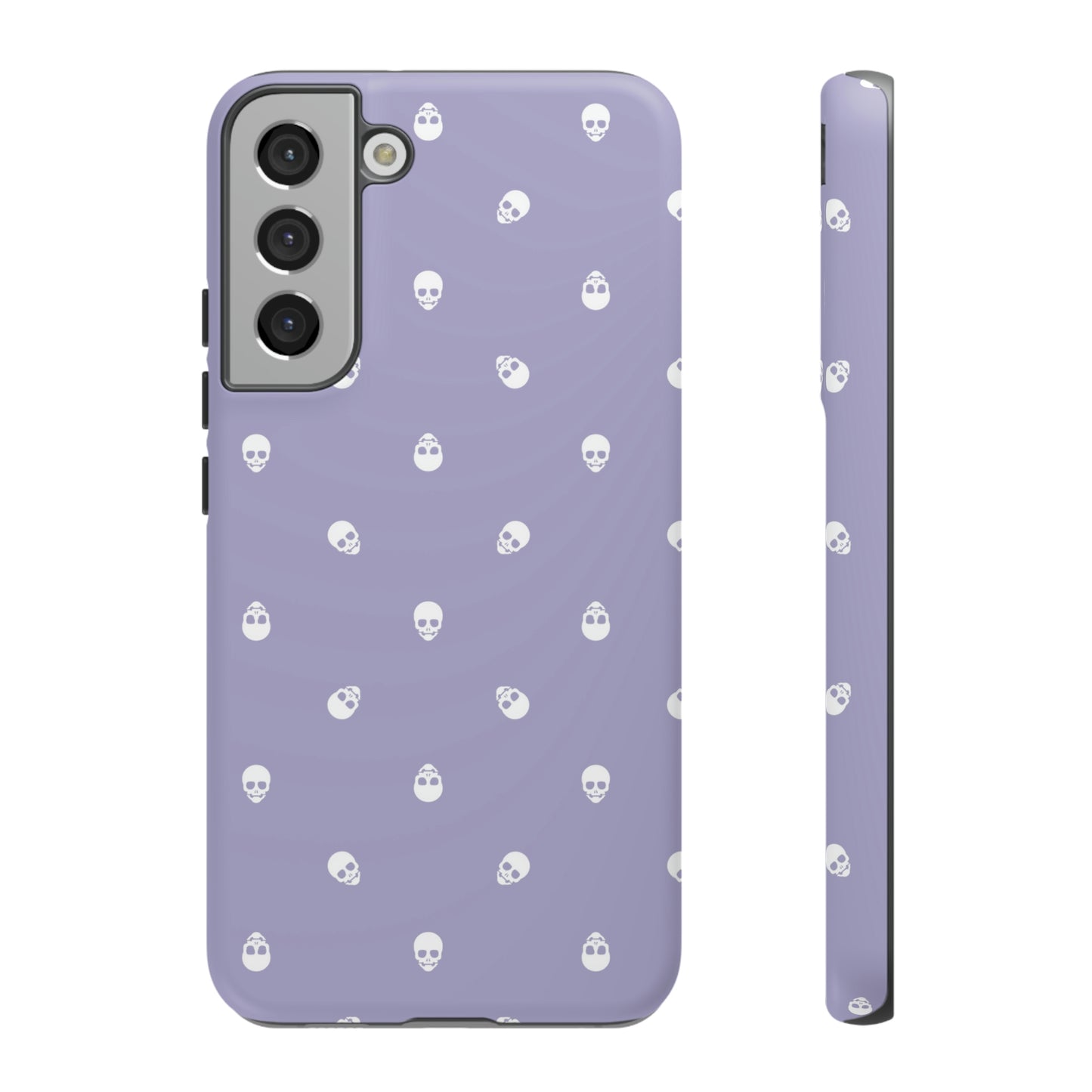 Tough Cases for Iphone, Samsung, Pixel - White Skulls Pattern on Digital Lavender