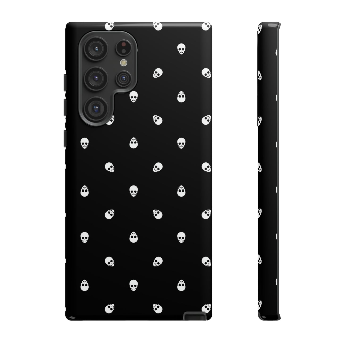 Tough Cases for Iphone, Samsung, Pixel - White Skulls on Black