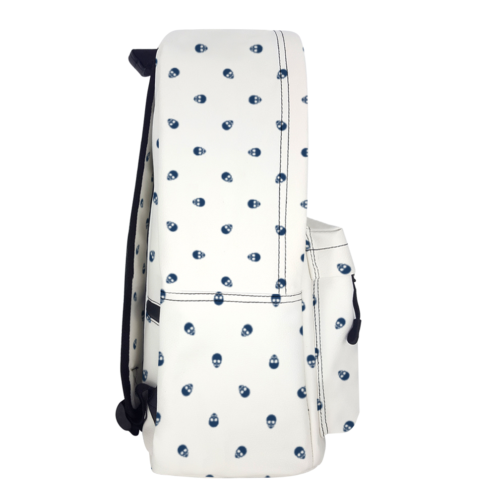 Backpack in White with Lazuli Blue Skull Pattern