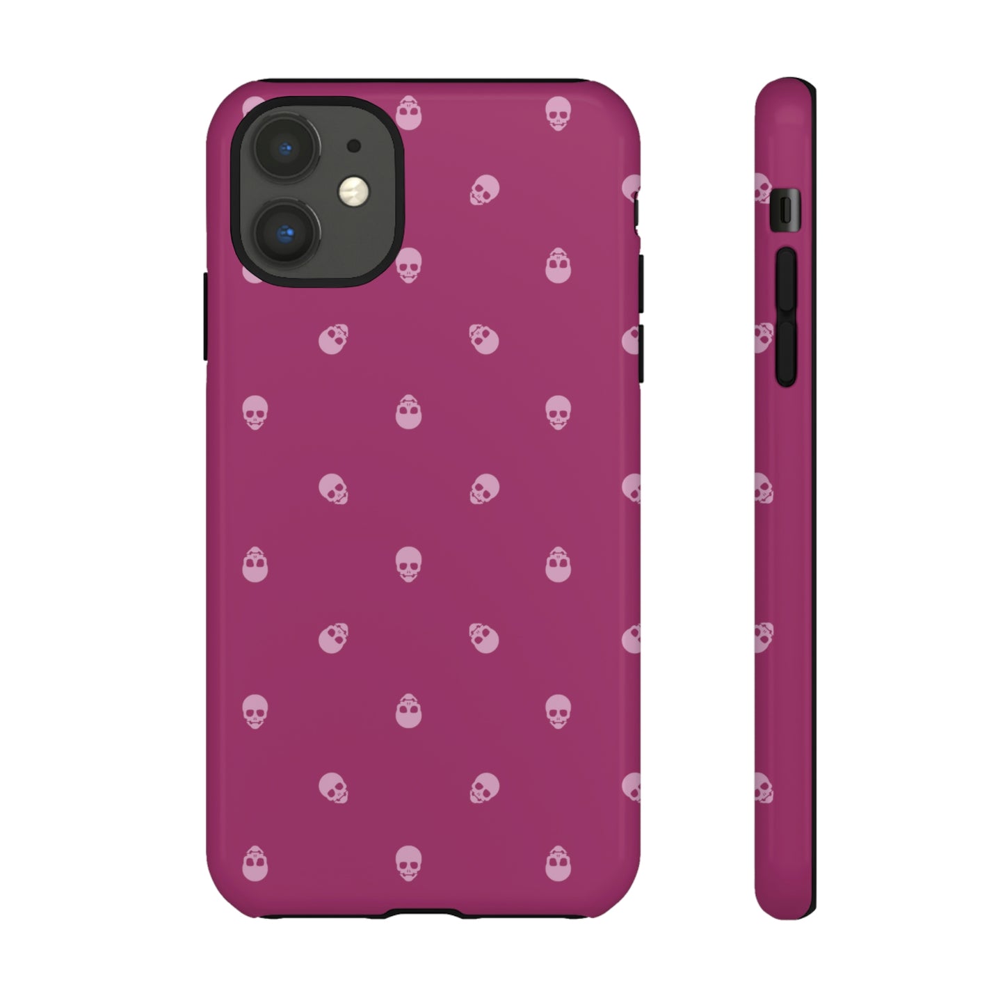 Tough Cases for Iphone, Samsung, Pixel - Fondant Pink Skulls Pattern on Orchid Flower